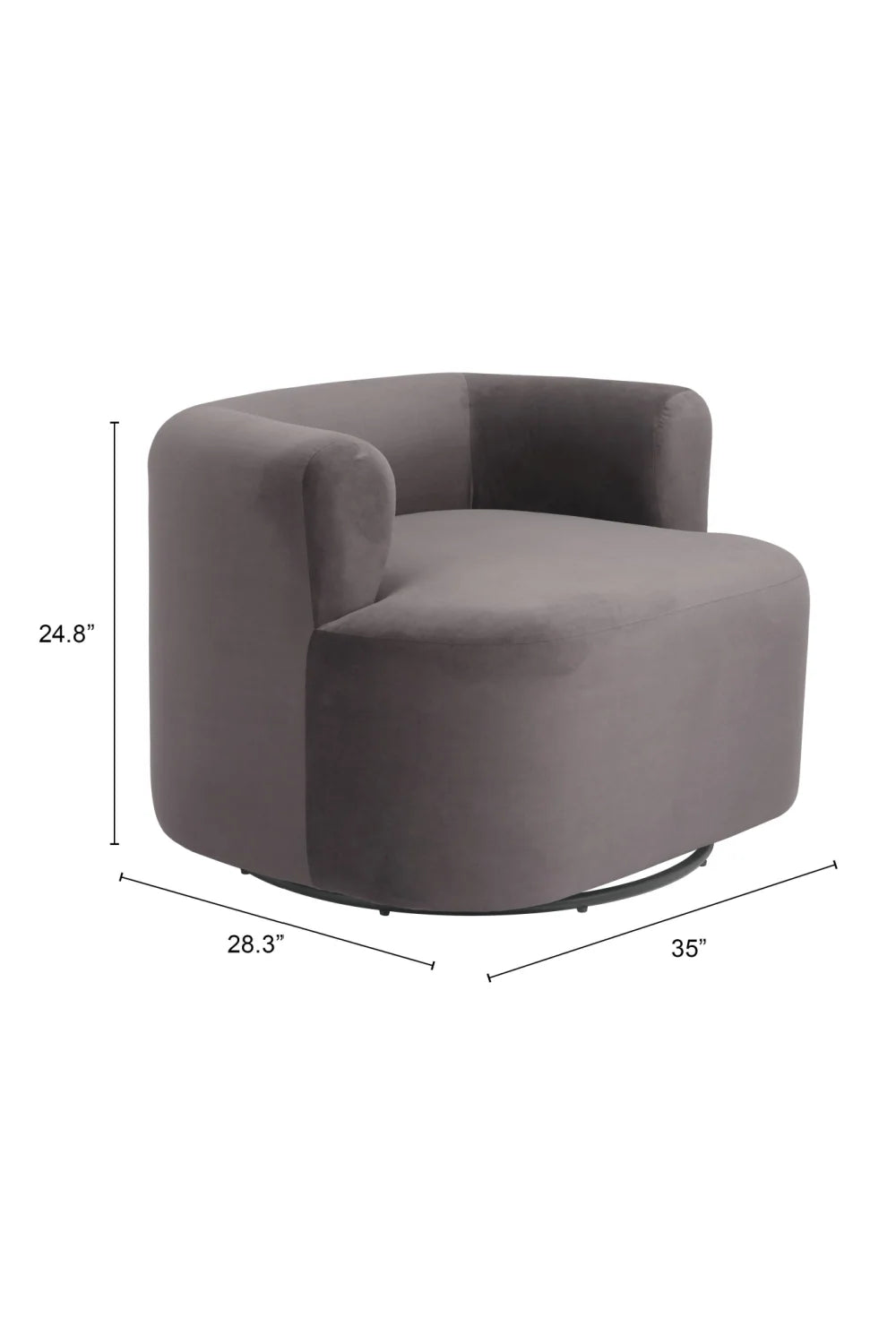 Luxury Gray Velvet Swivel Chair European Style for Villa