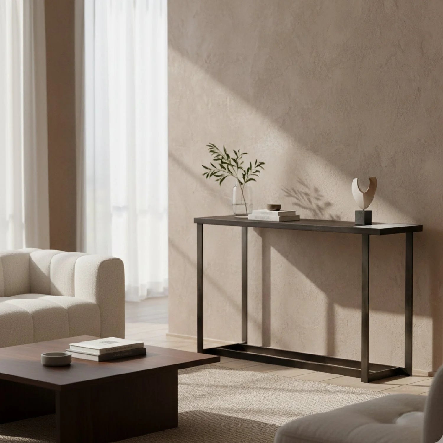 Luxury Gray Walnut Marble Console Table Modern Italian Style for Villa