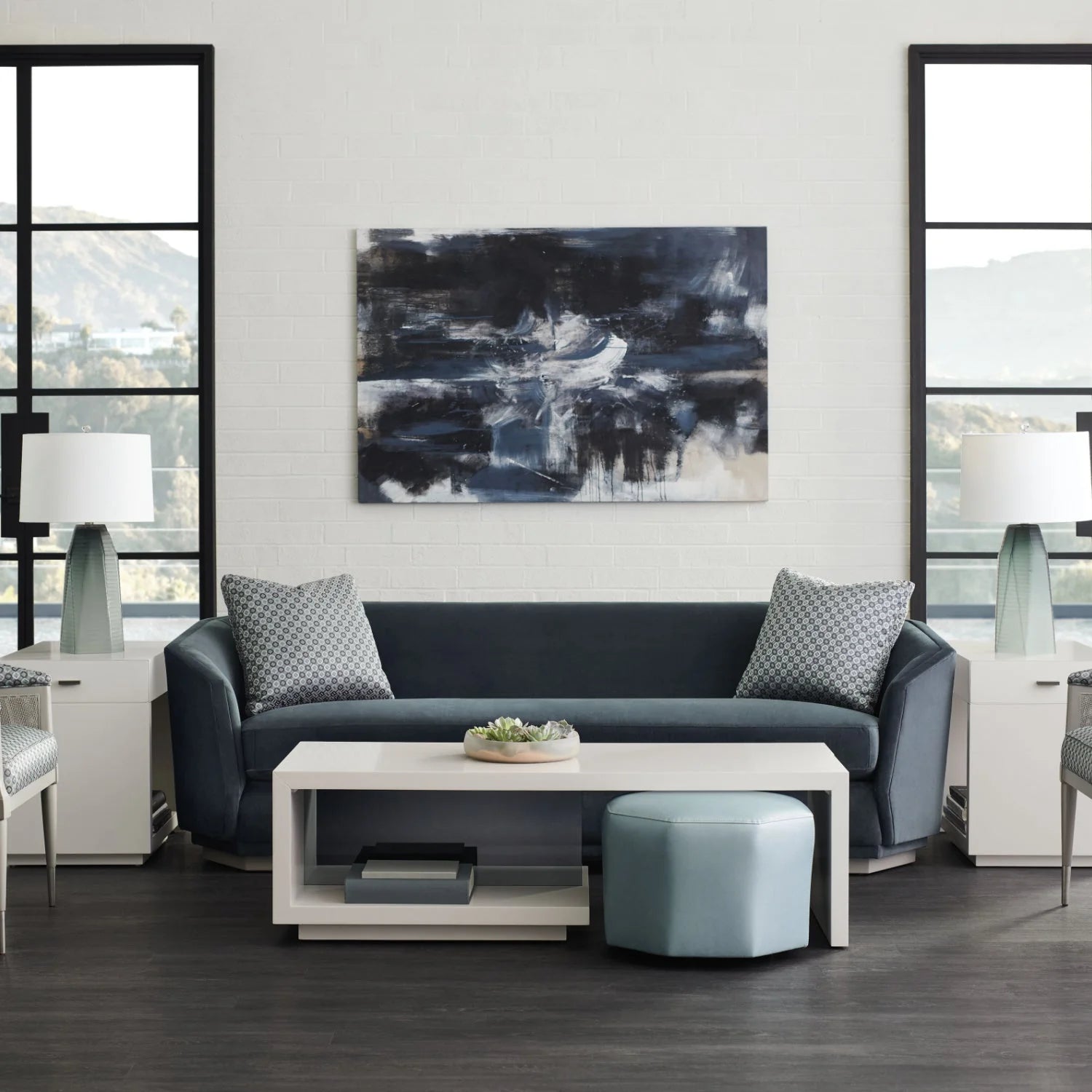 Luxury Gray Wood Coffee Table Modern Italian Style for Villa