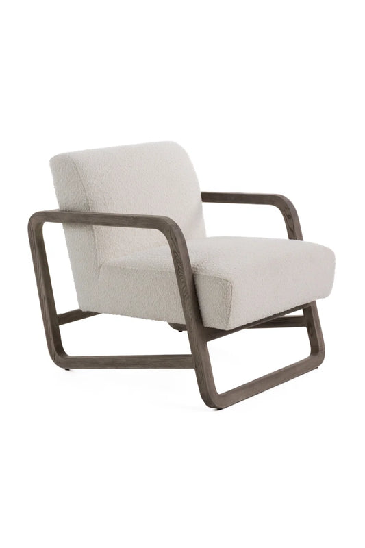 Luxury Gray Wood Framed Accent Chair Modern Italian Style for Villa