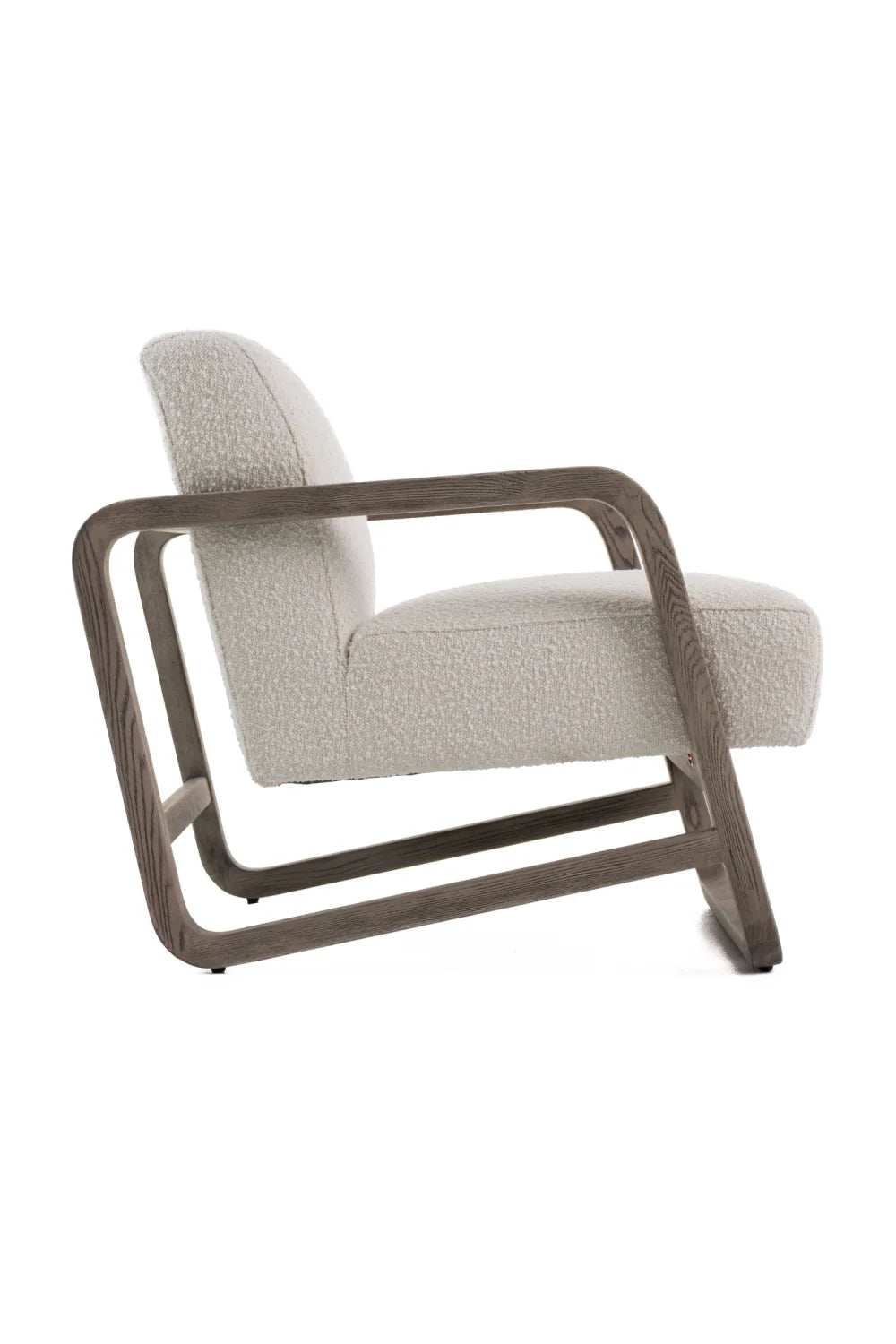 Luxury Gray Wood Framed Accent Chair Modern Italian Style for Villa
