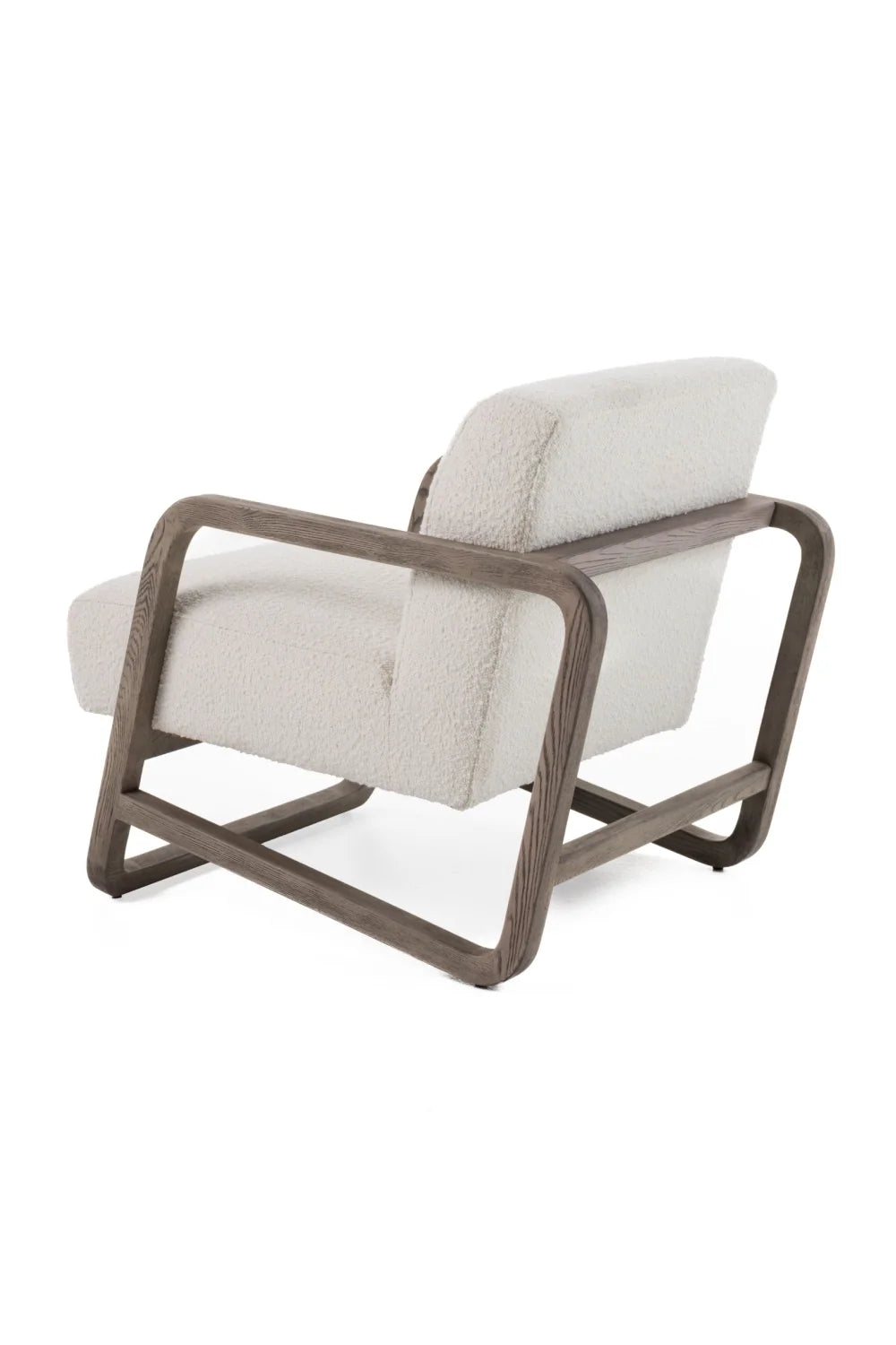 Luxury Gray Wood Framed Accent Chair Modern Italian Style for Villa