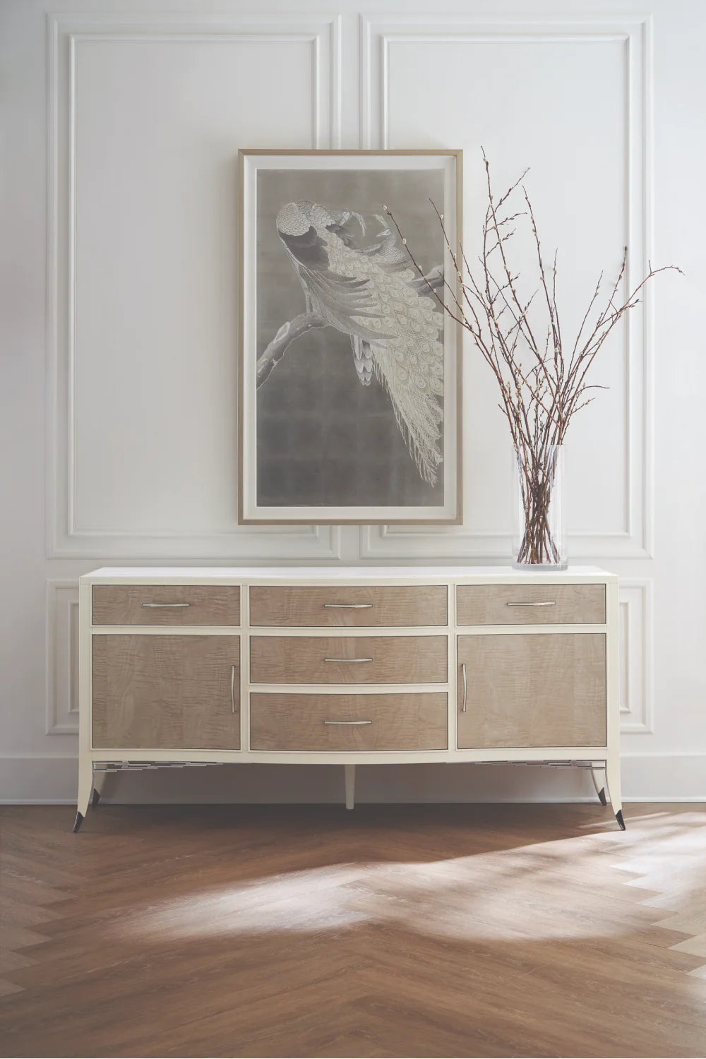 Luxury Gray Wood Sideboard European Style for Villa