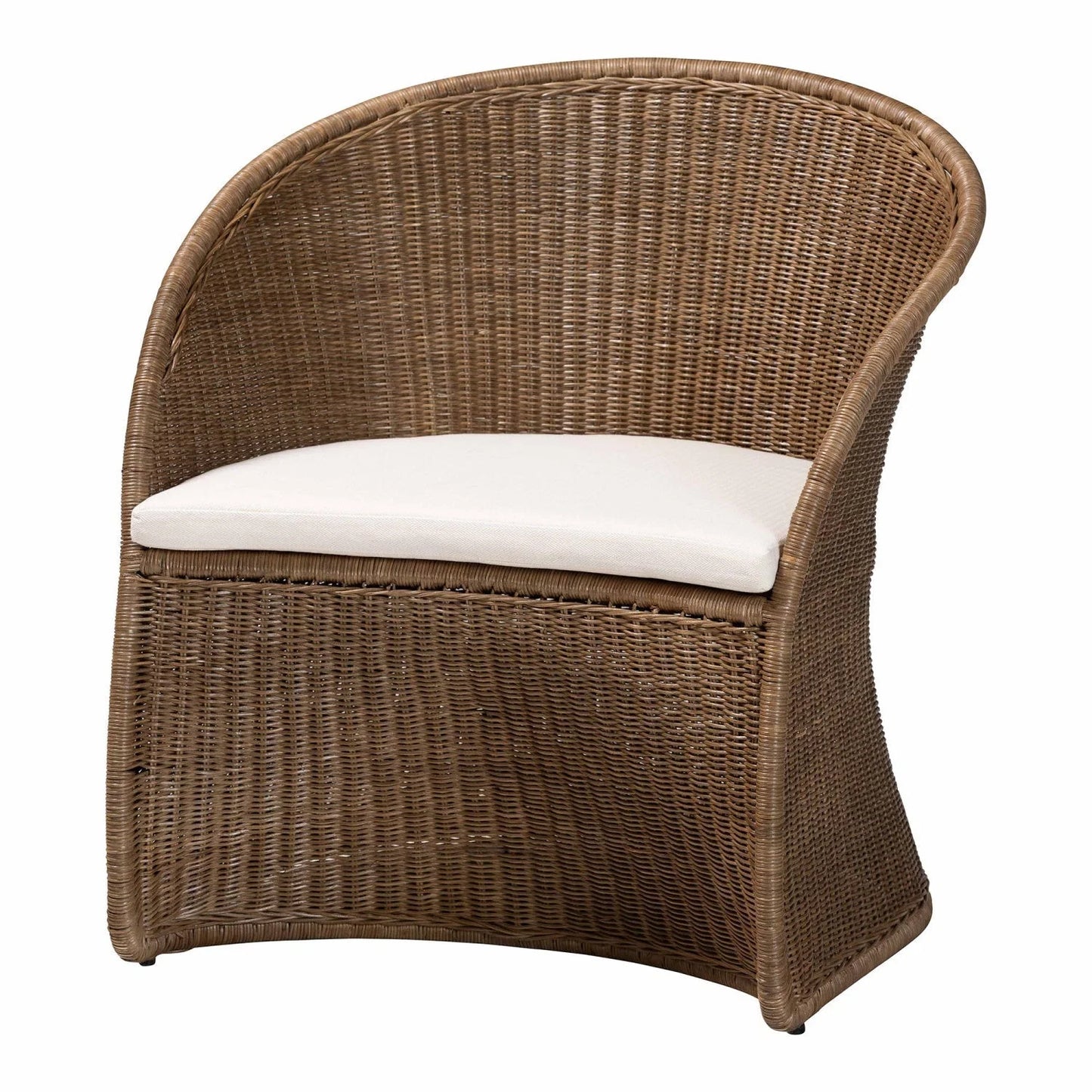 Luxury Graywashed Rattan Accent Chair Modern Italian Style for Villa
