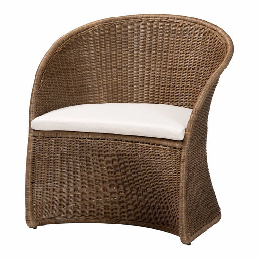 Luxury Graywashed Rattan Accent Chair Modern Italian Style for Villa