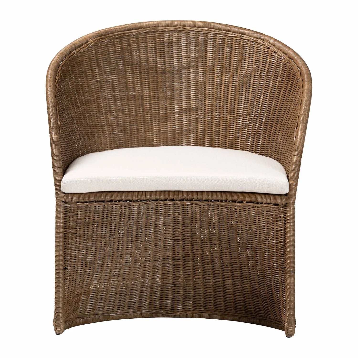 Luxury Graywashed Rattan Accent Chair Modern Italian Style for Villa
