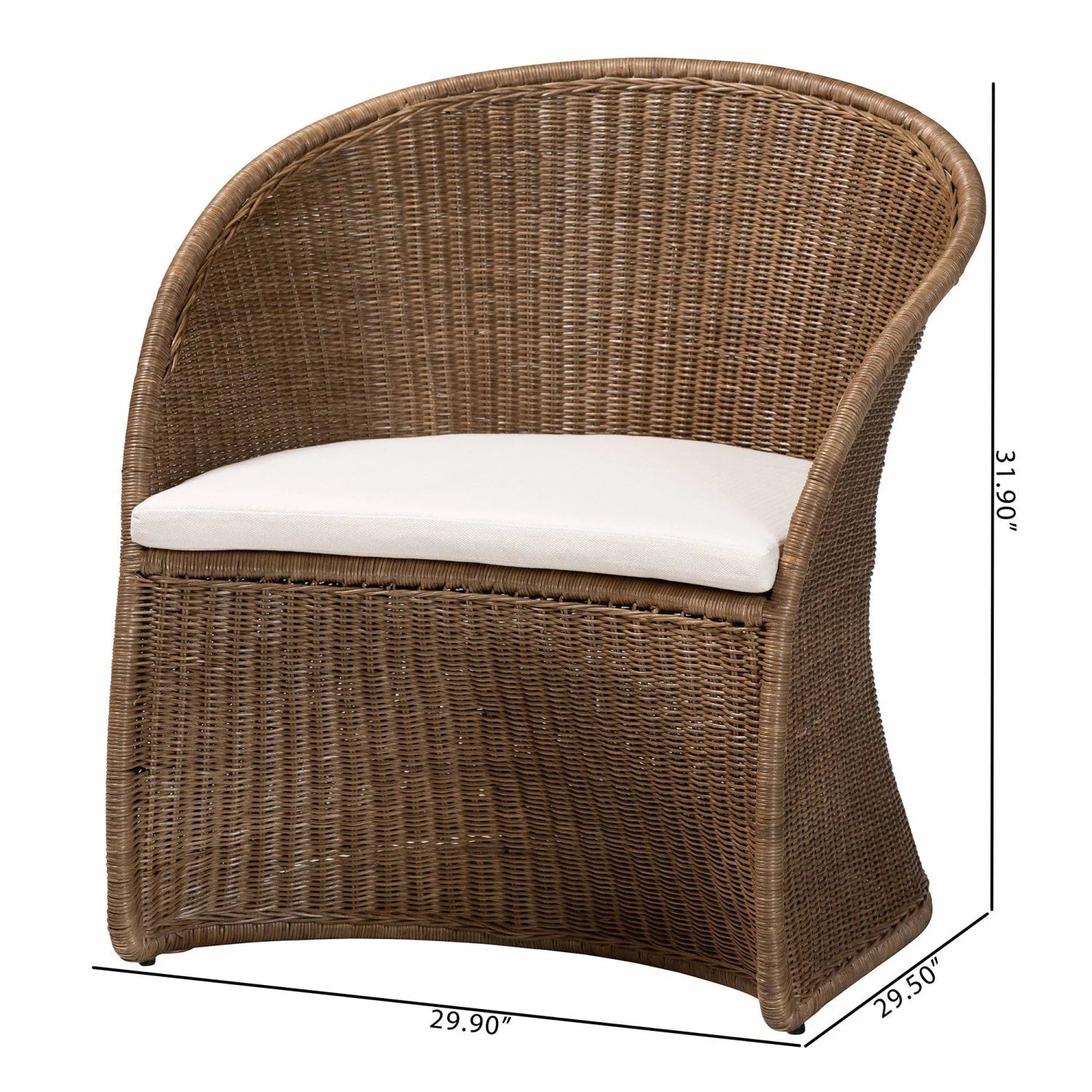Luxury Graywashed Rattan Accent Chair Modern Italian Style for Villa