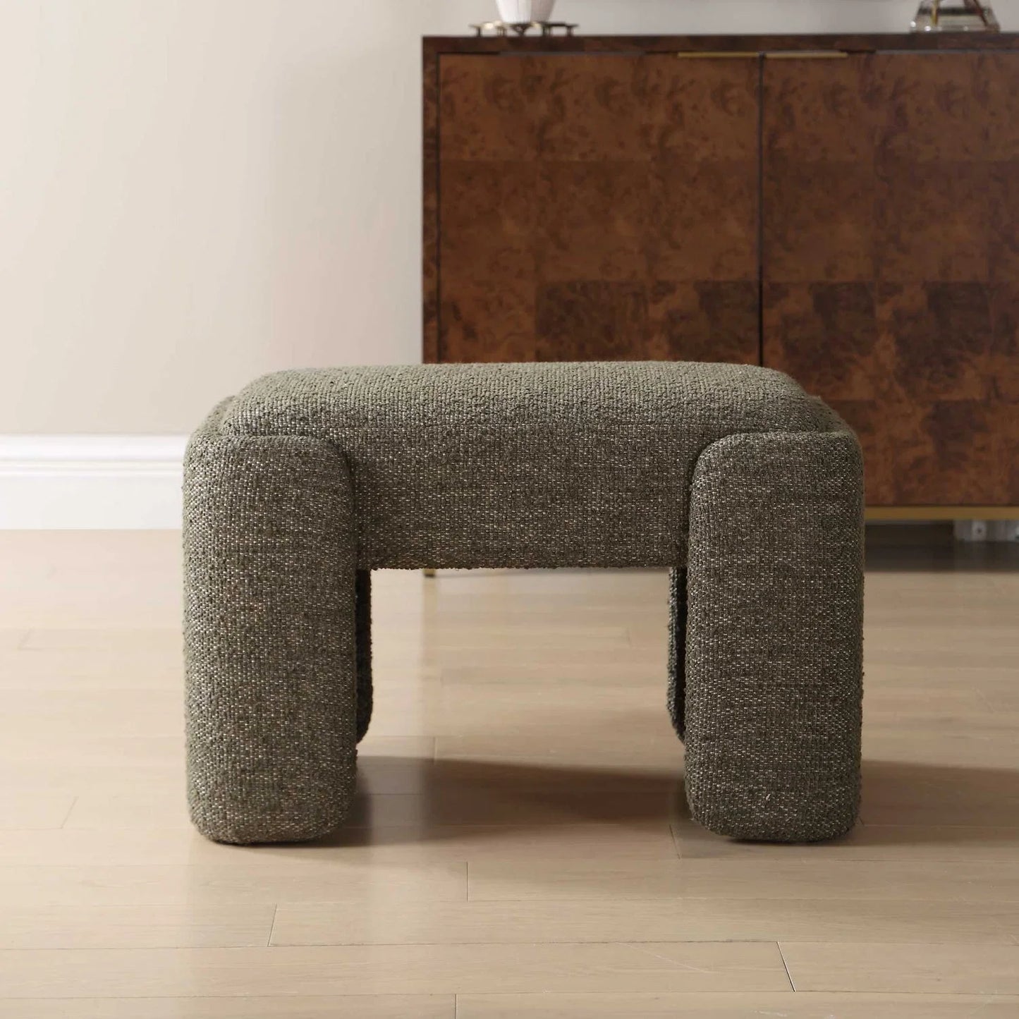 Luxury Green Boucle Modern Bench European Style for Villa