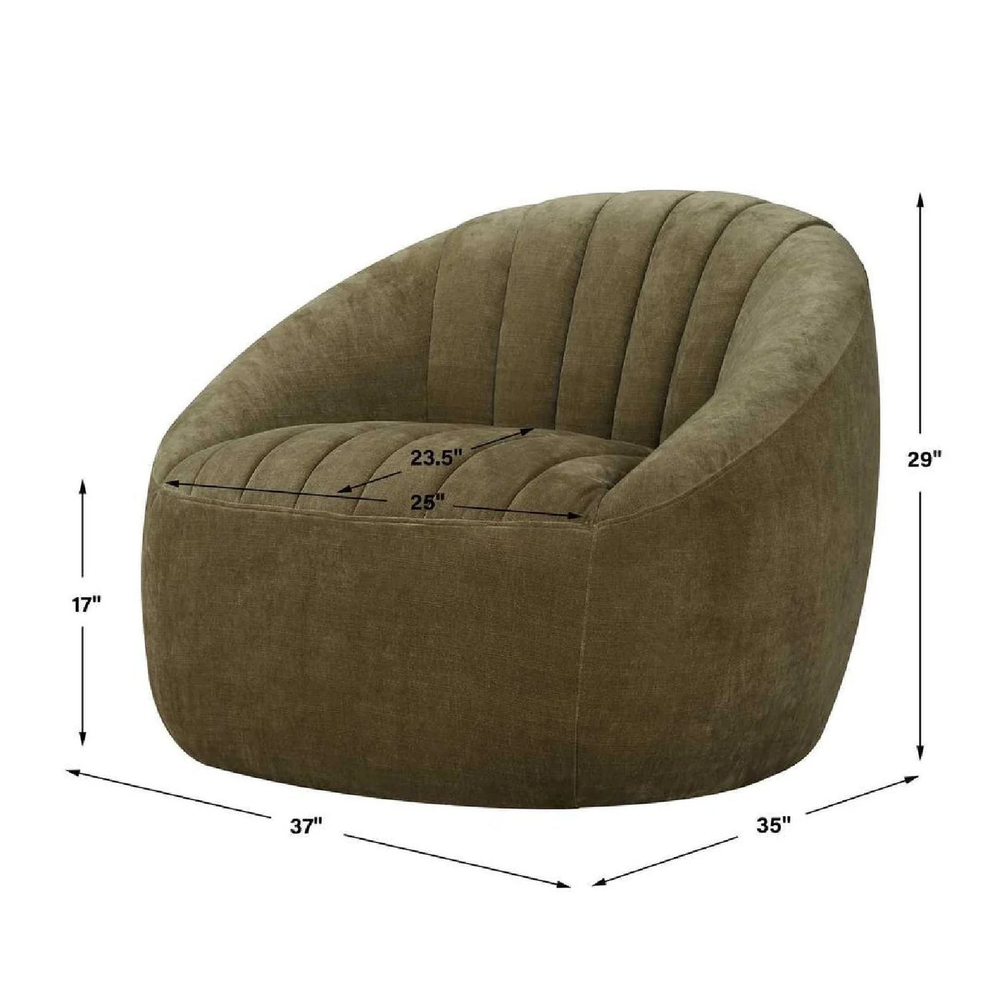 Luxury Green Chambray Swivel Chair Modern Italian Style for Villa