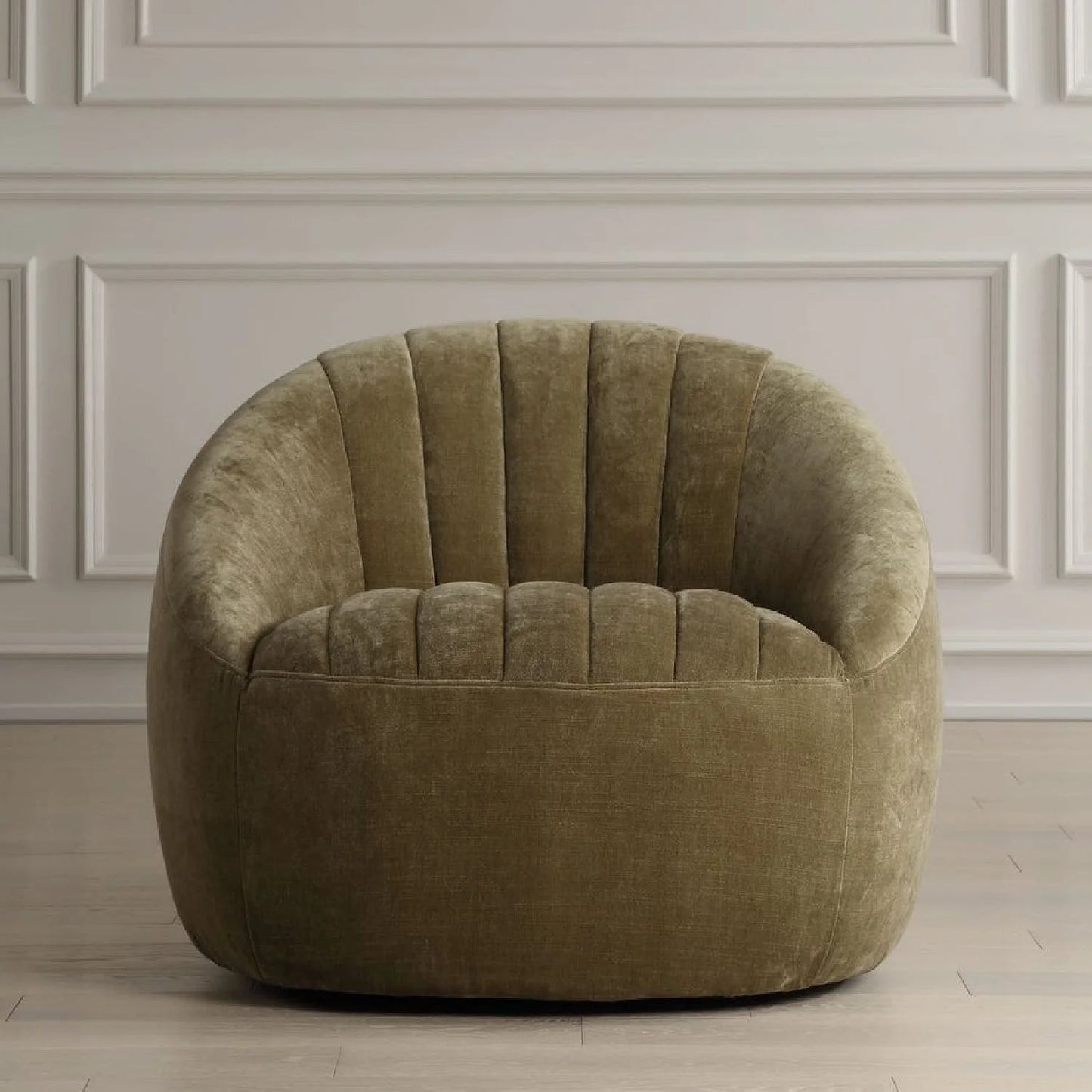 Luxury Green Chambray Swivel Chair Modern Italian Style for Villa