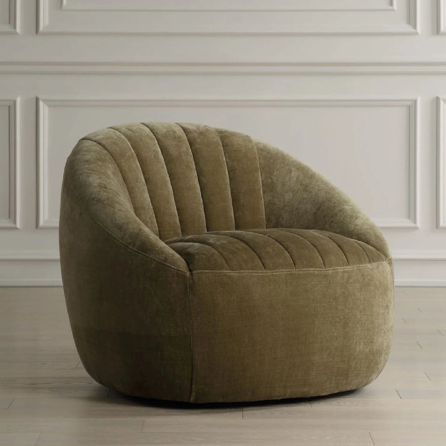 Luxury Green Chambray Swivel Chair Modern Italian Style for Villa