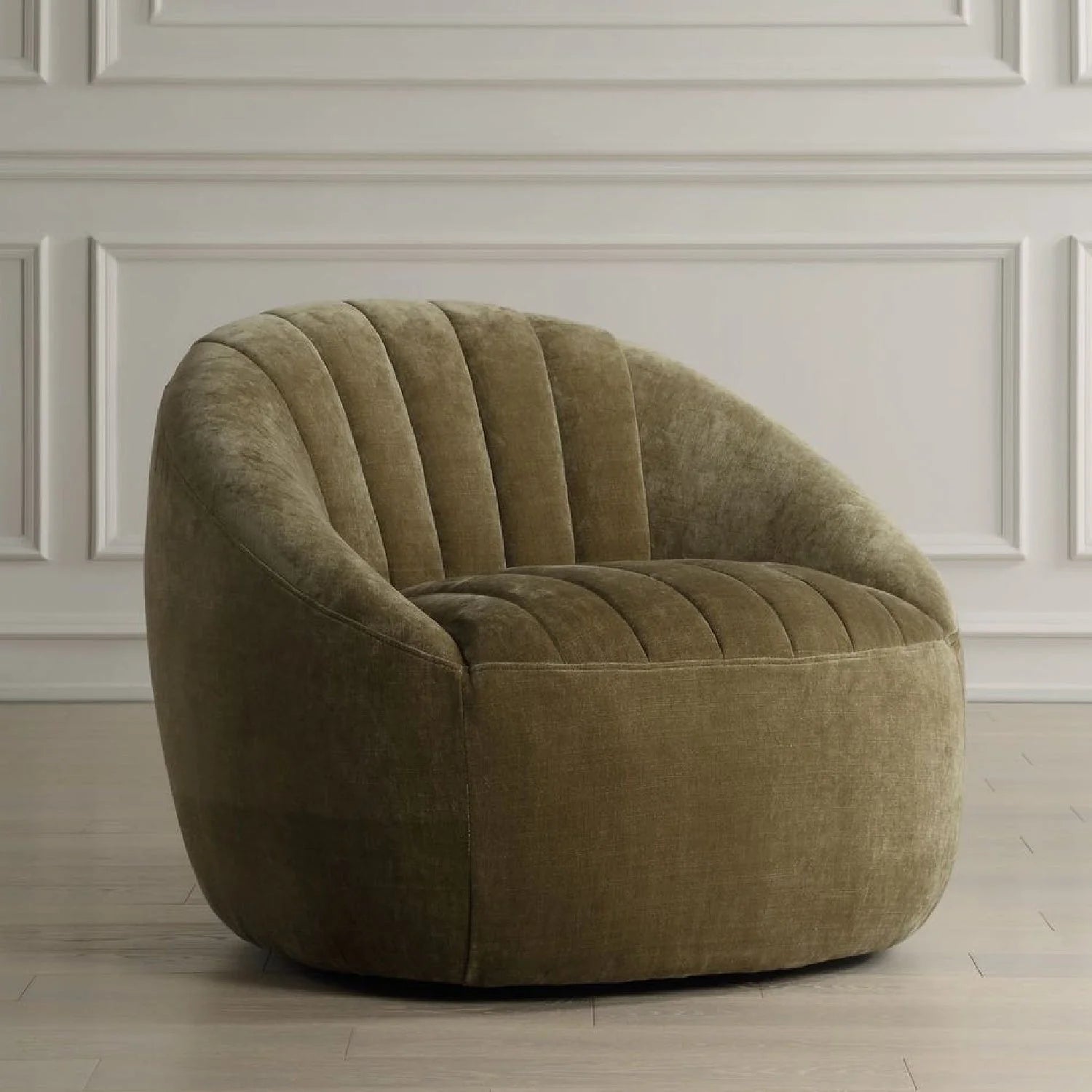 Luxury Green Chambray Swivel Chair Modern Italian Style for Villa