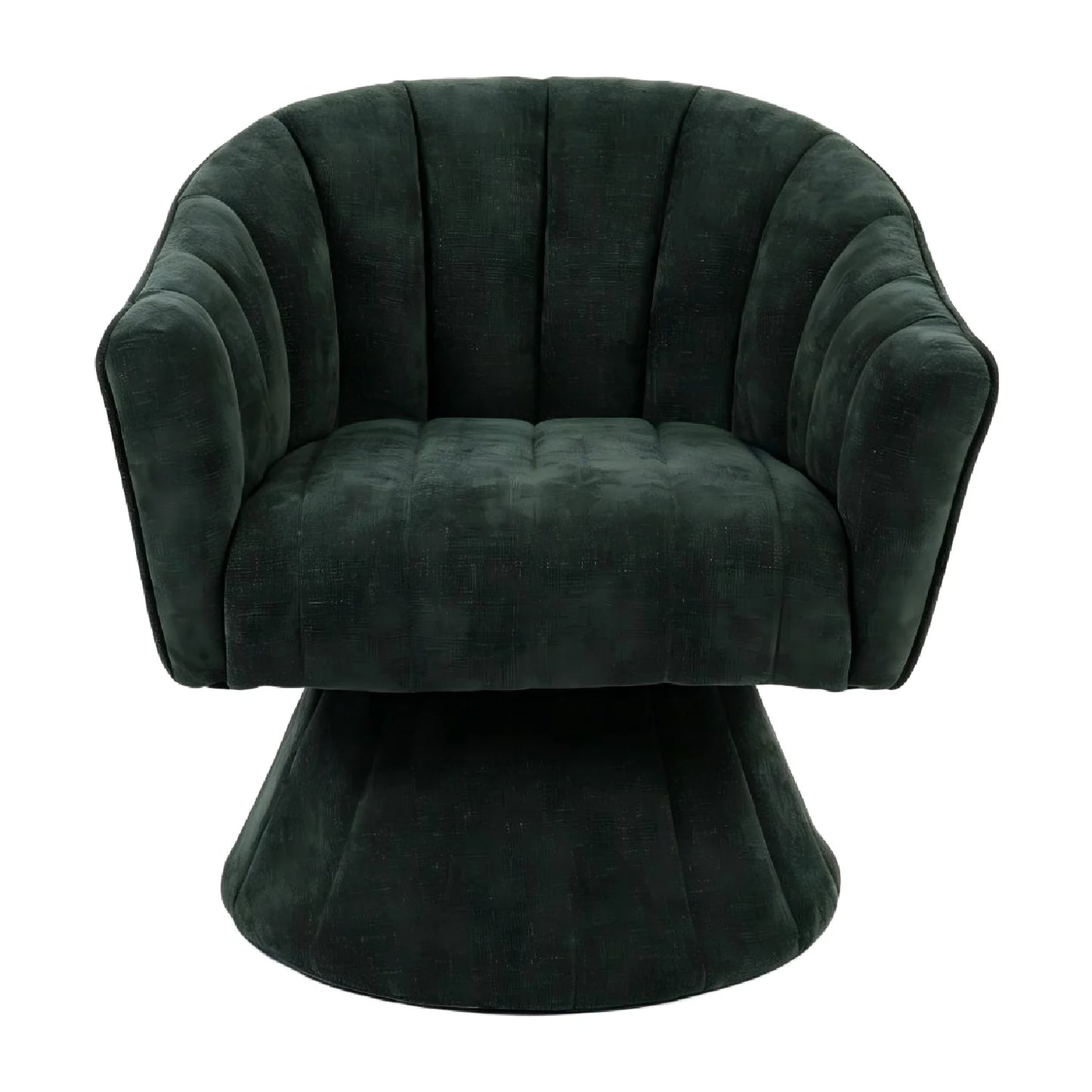 Luxury Green Channel Tufted Barrel Swivel Chair Modern Italian Style for Villa