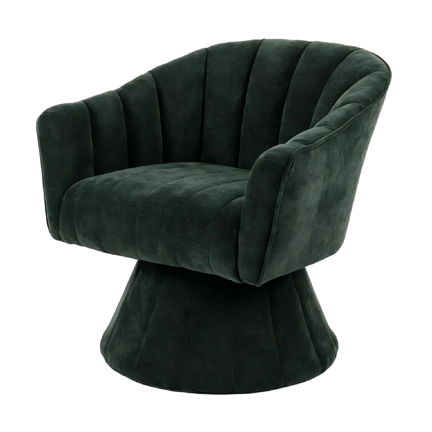 Luxury Green Channel Tufted Barrel Swivel Chair Modern Italian Style for Villa