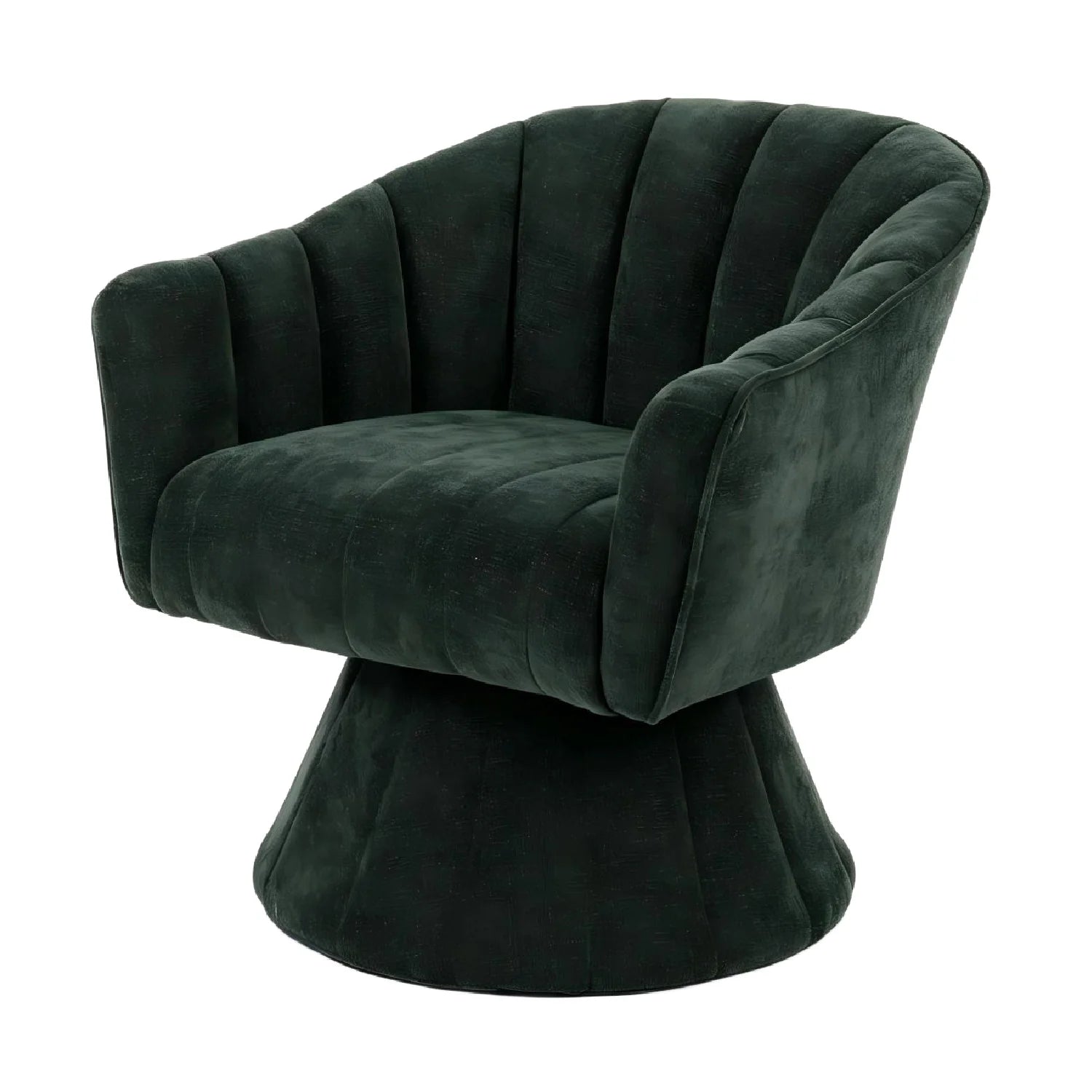 Luxury Green Channel Tufted Barrel Swivel Chair Modern Italian Style for Villa