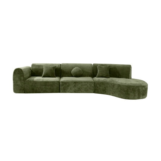 Luxury Green Curved Sectional Sofa Modern Italian Style for Villa