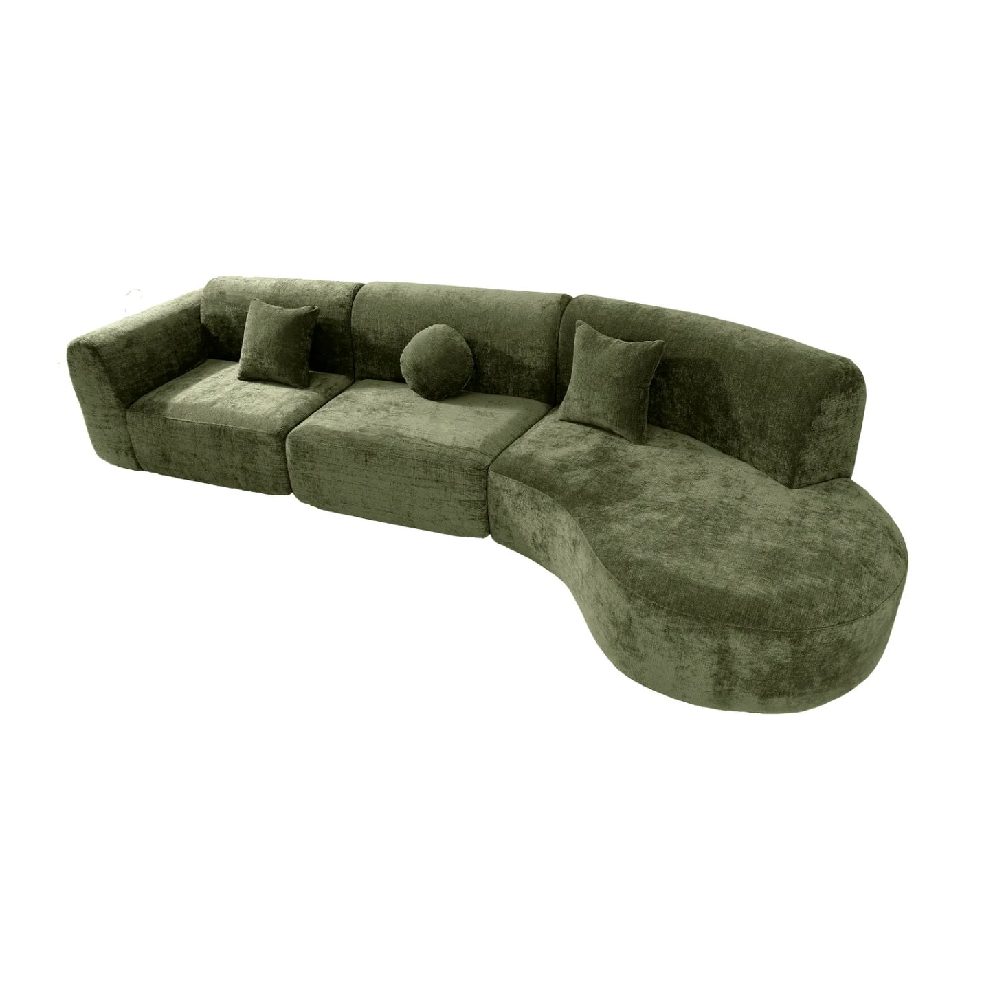 Luxury Green Curved Sectional Sofa Modern Italian Style for Villa