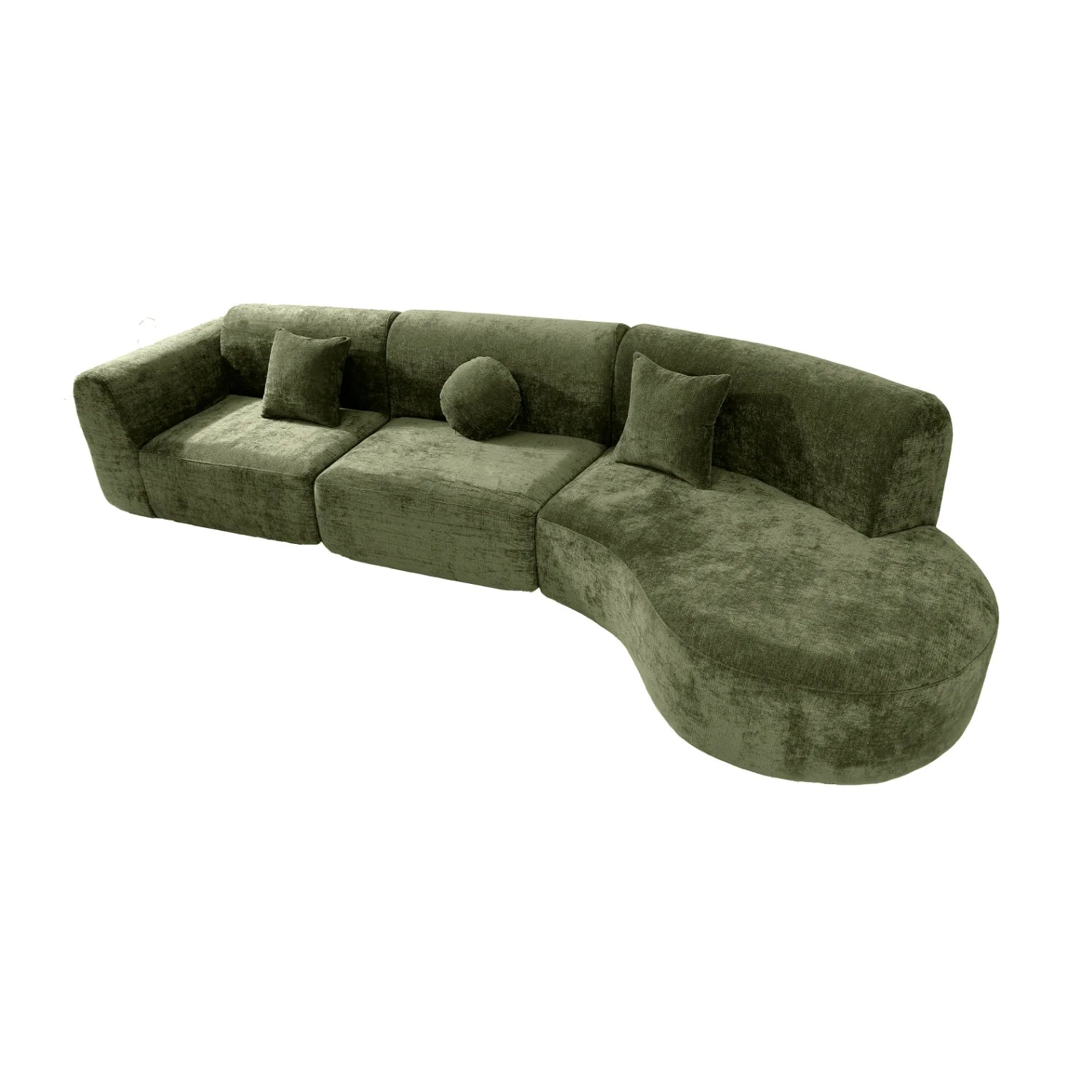 Luxury Green Curved Sectional Sofa Modern Italian Style for Villa