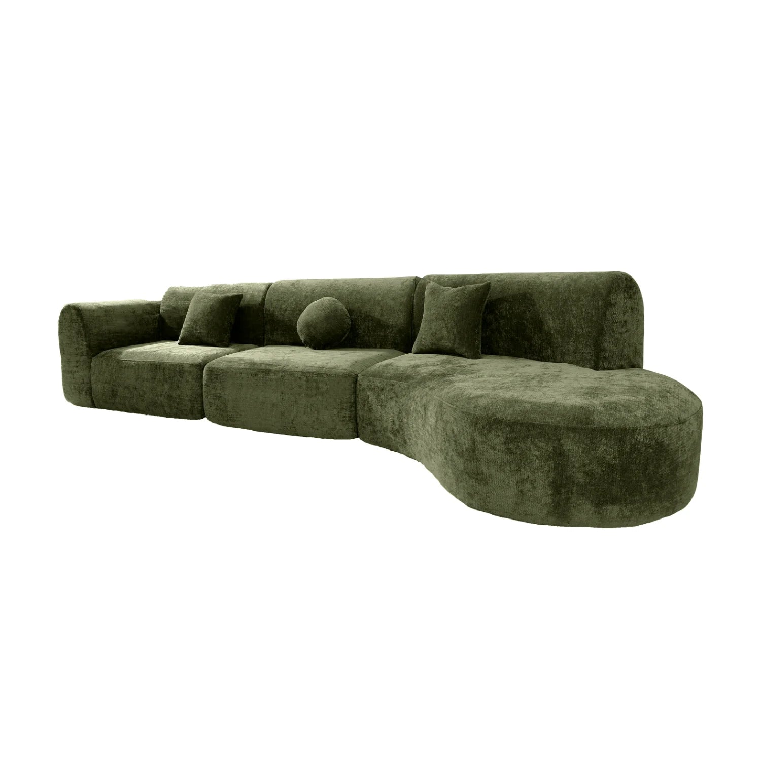 Luxury Green Curved Sectional Sofa Modern Italian Style for Villa