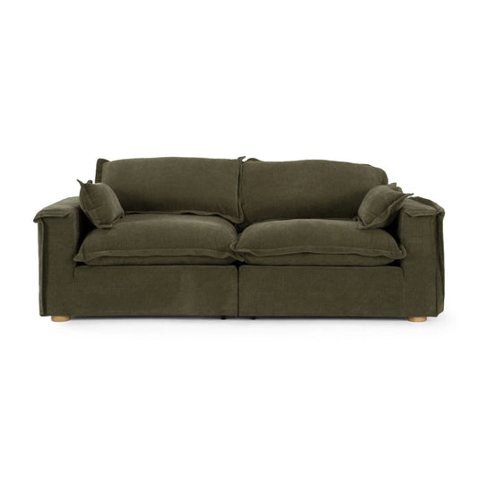Luxury Green Fabric 3-Seater Sofa Modern Italian Style for Villa