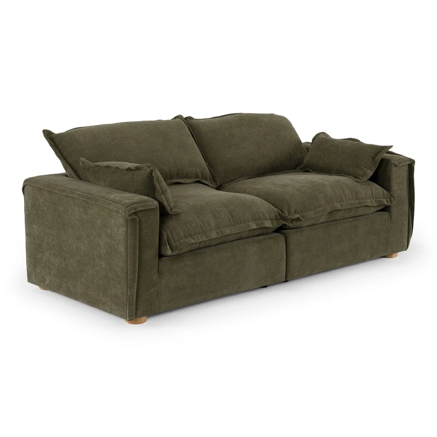 Luxury Green Fabric 3-Seater Sofa Modern Italian Style for Villa