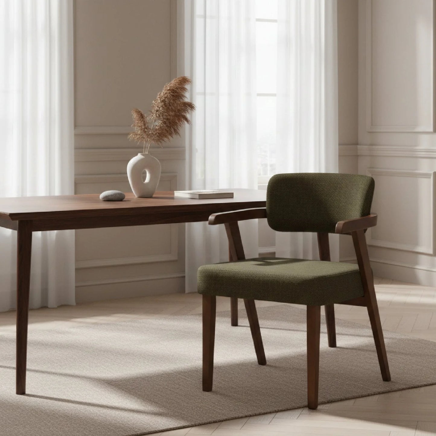 Luxury Green Fabric Modern Dining Chair European Style for Villa
