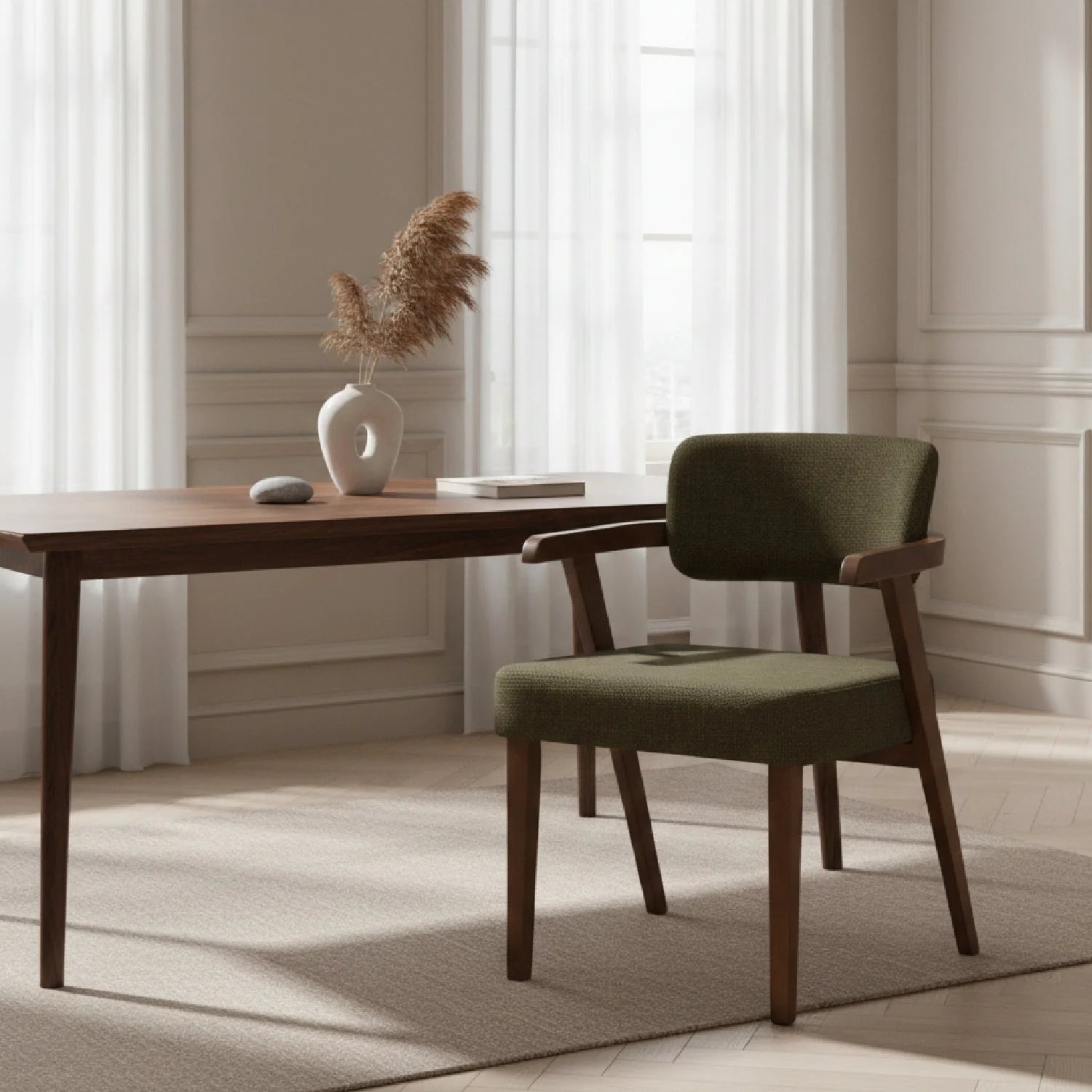 Luxury Green Fabric Modern Dining Chair European Style for Villa