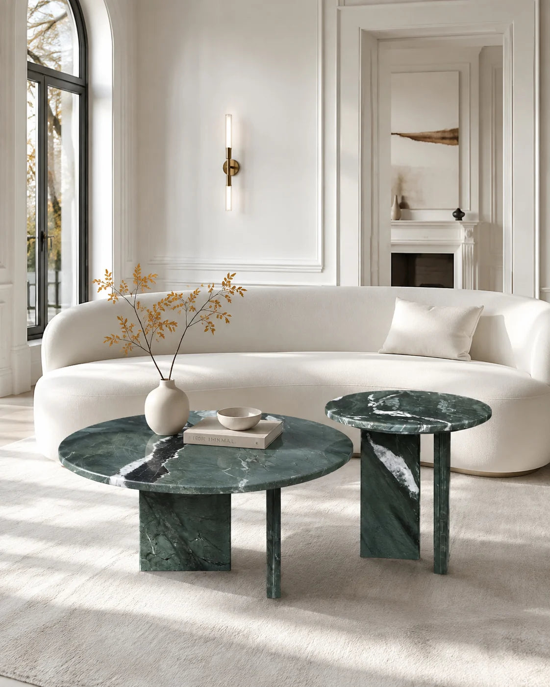Luxury Green Marble Coffee Table Modern Italian Style for Villa