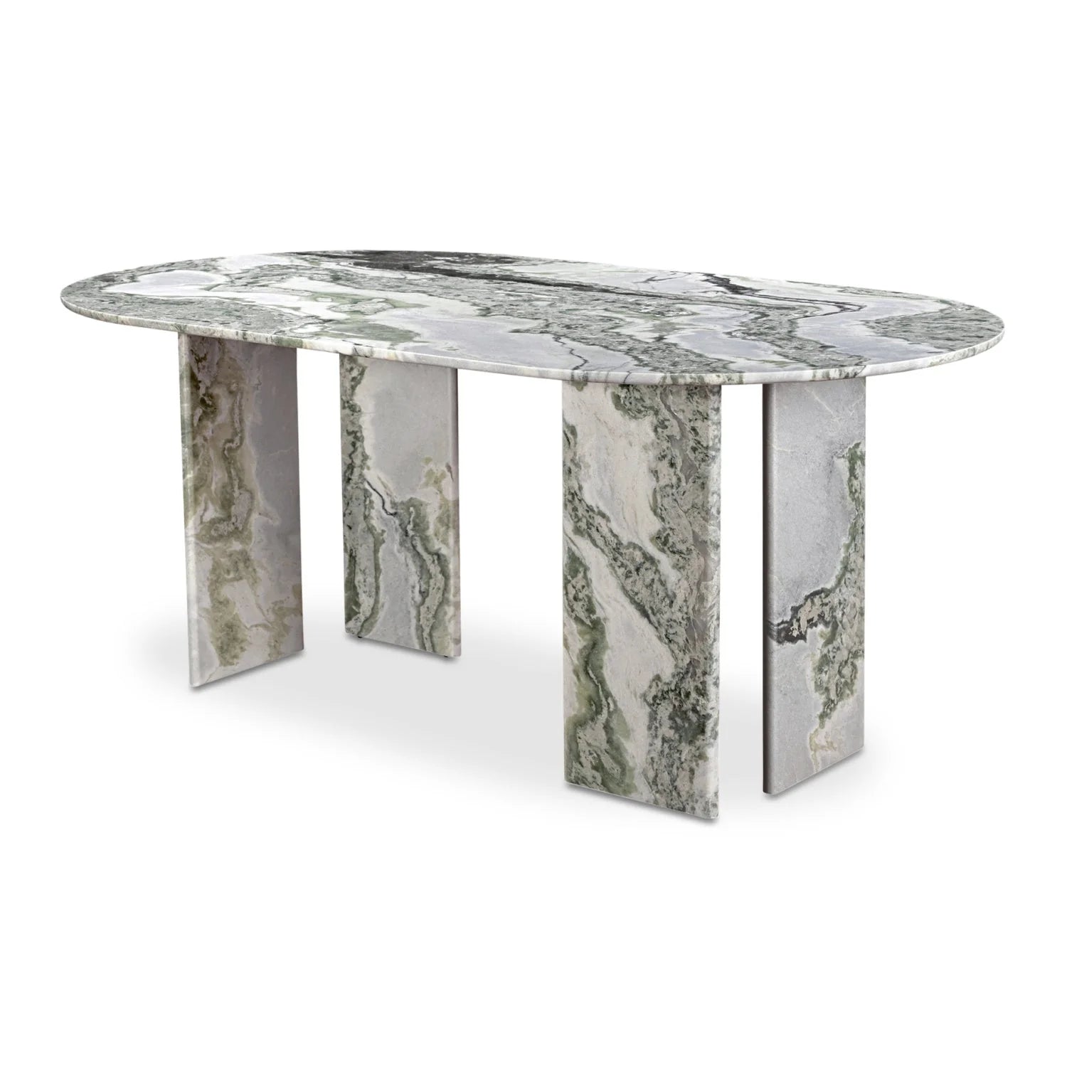 Luxury Green Onyx Marble Dining Table Modern Italian Style for Villa