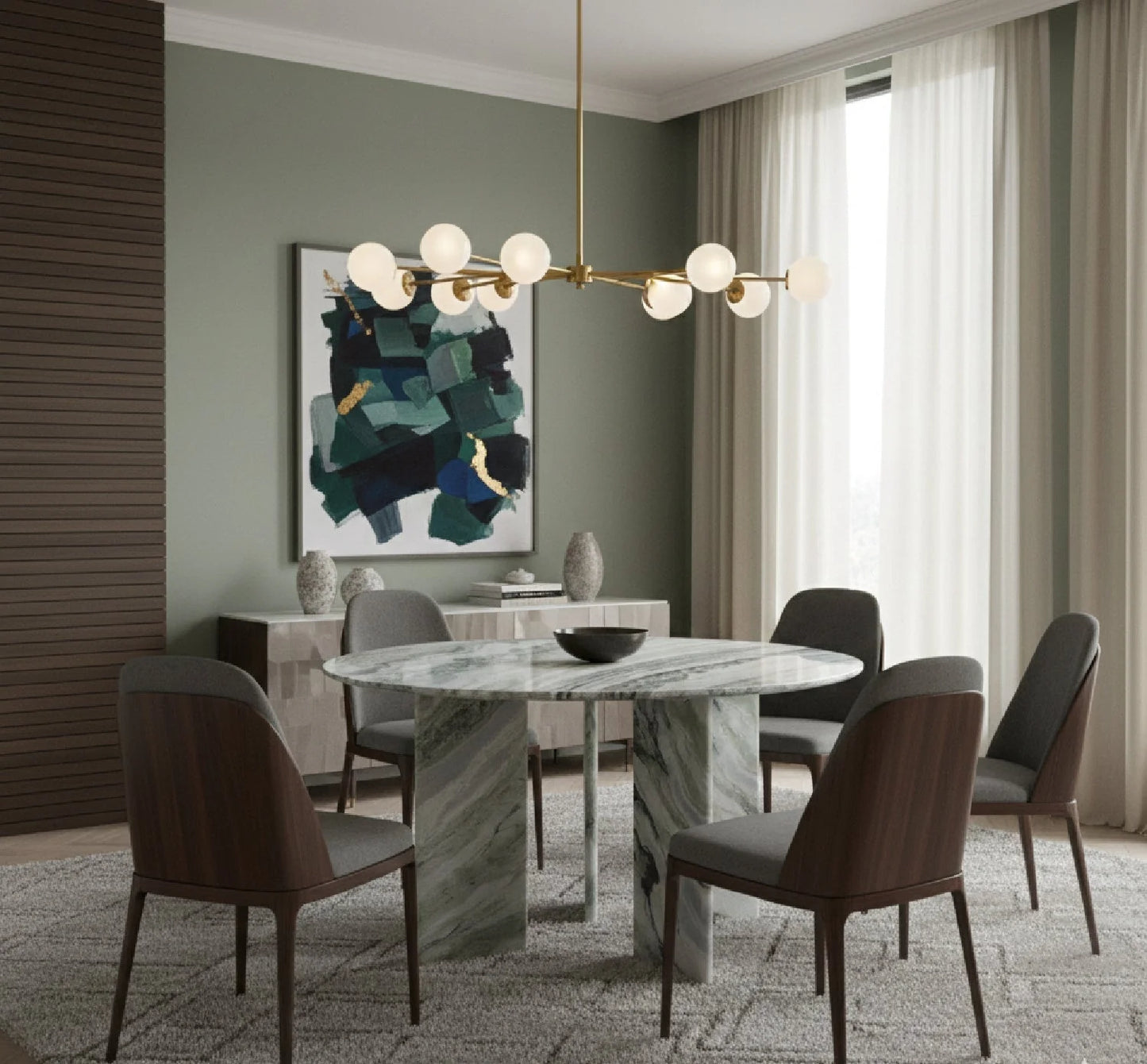 Luxury Green Onyx Marble Dining Table Modern Italian Style for Villa