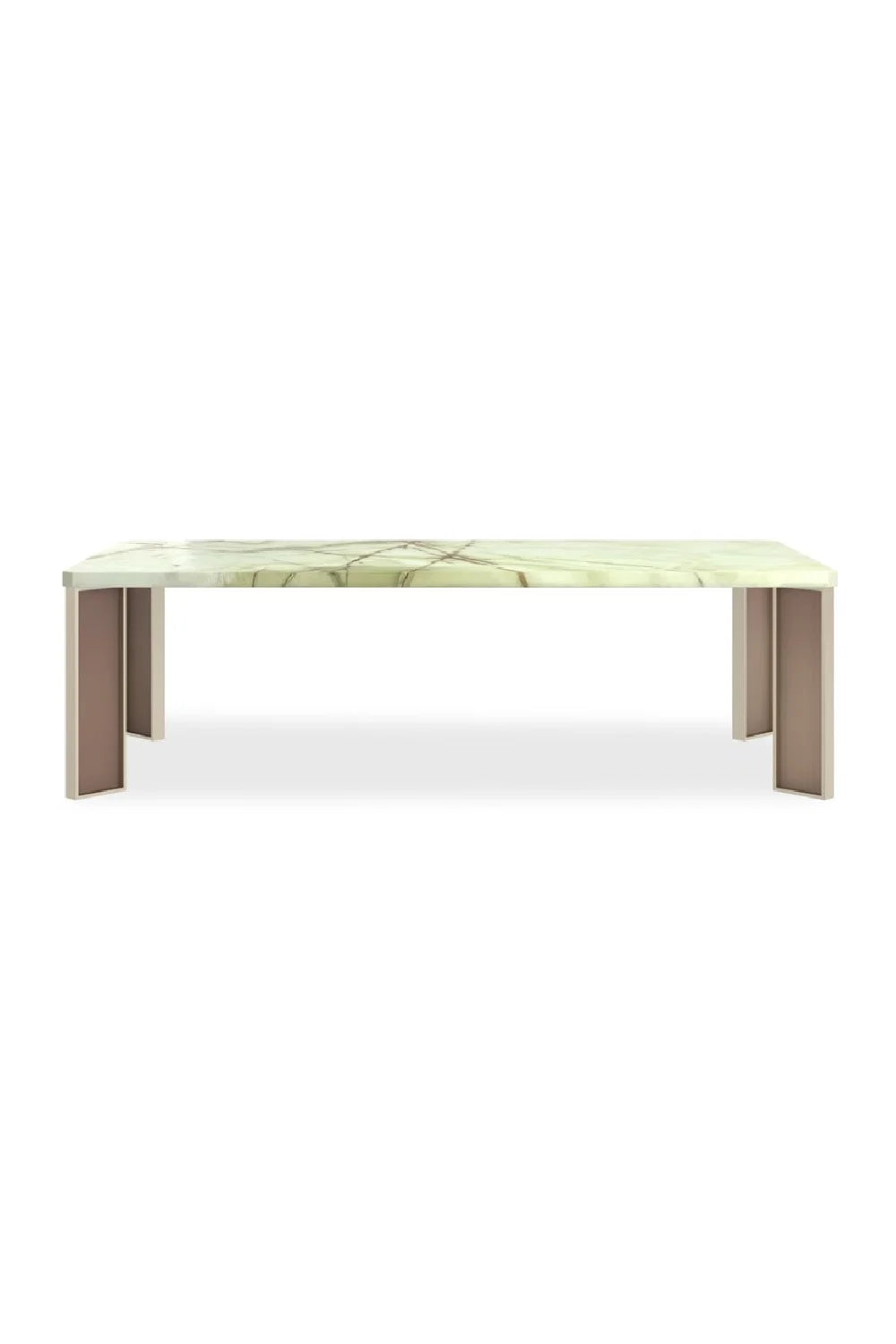 Luxury Green Onyx Rectangular Dining Table Modern Italian Style for Villa