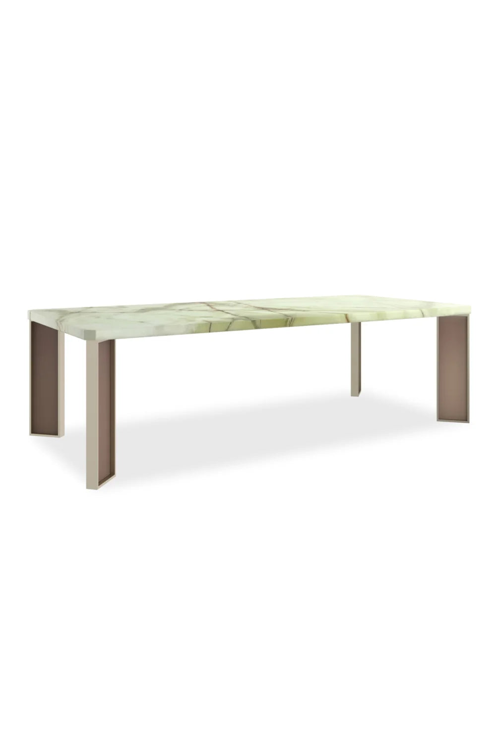 Luxury Green Onyx Rectangular Dining Table Modern Italian Style for Villa