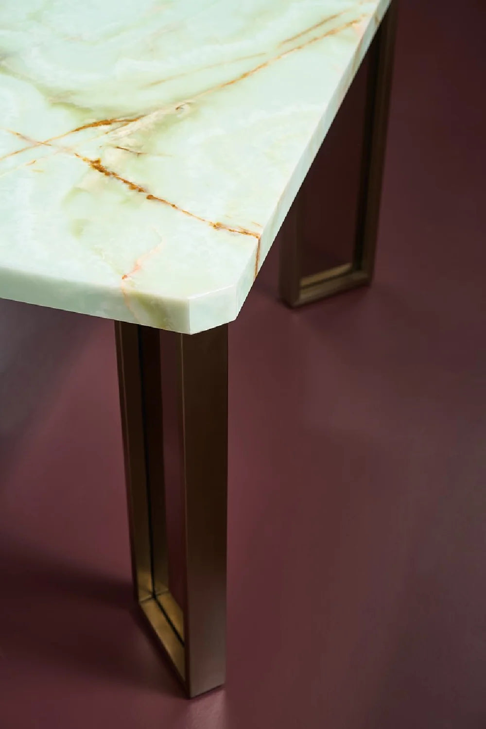 Luxury Green Onyx Rectangular Dining Table Modern Italian Style for Villa
