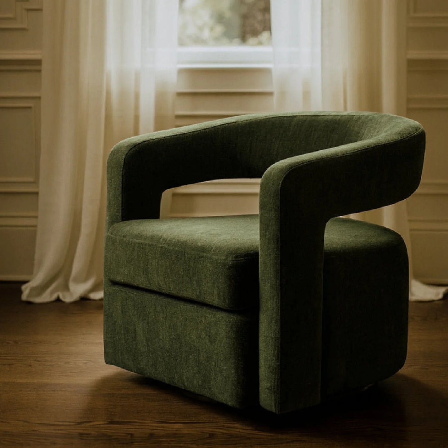 Luxury Green Swivel Lounge Chair European Style for Villa