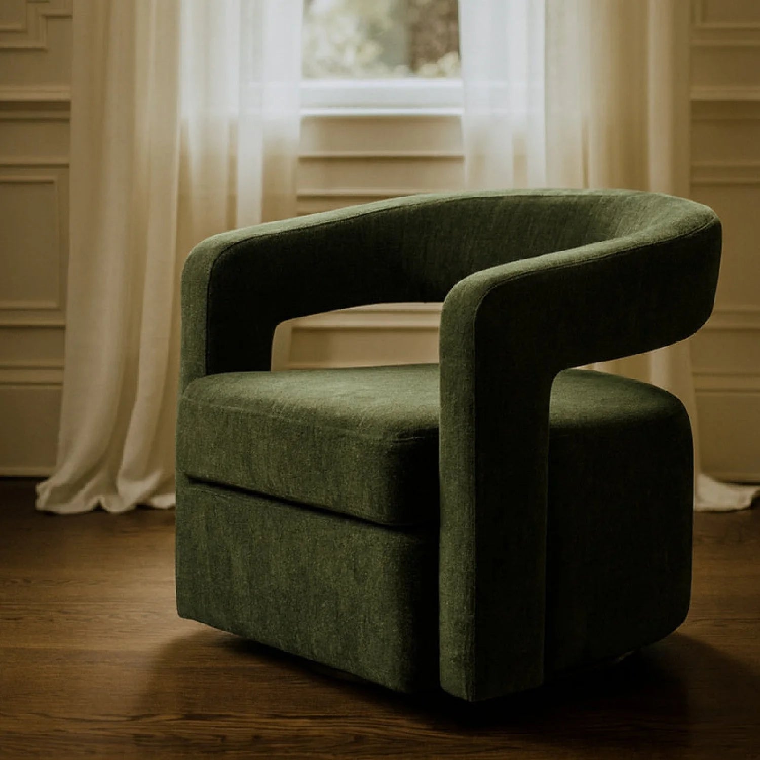 Luxury Green Swivel Lounge Chair European Style for Villa