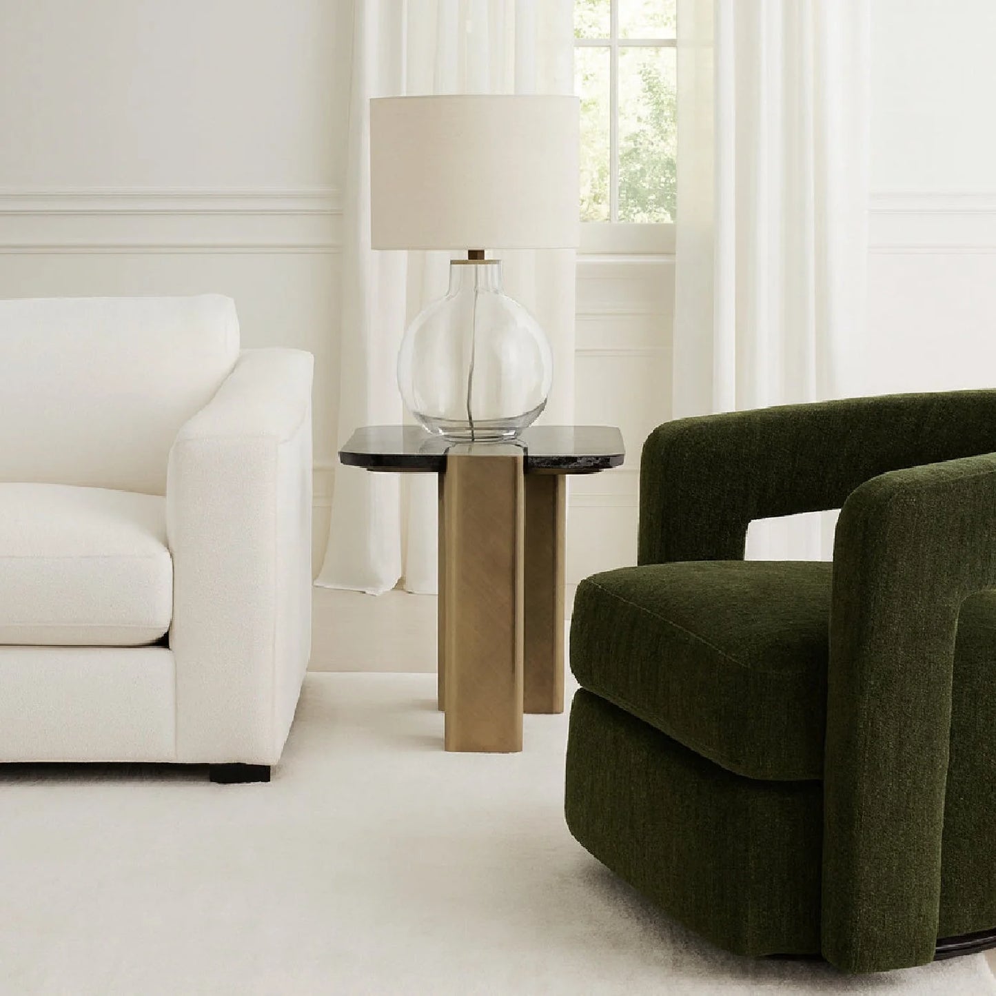 Luxury Green Swivel Lounge Chair European Style for Villa