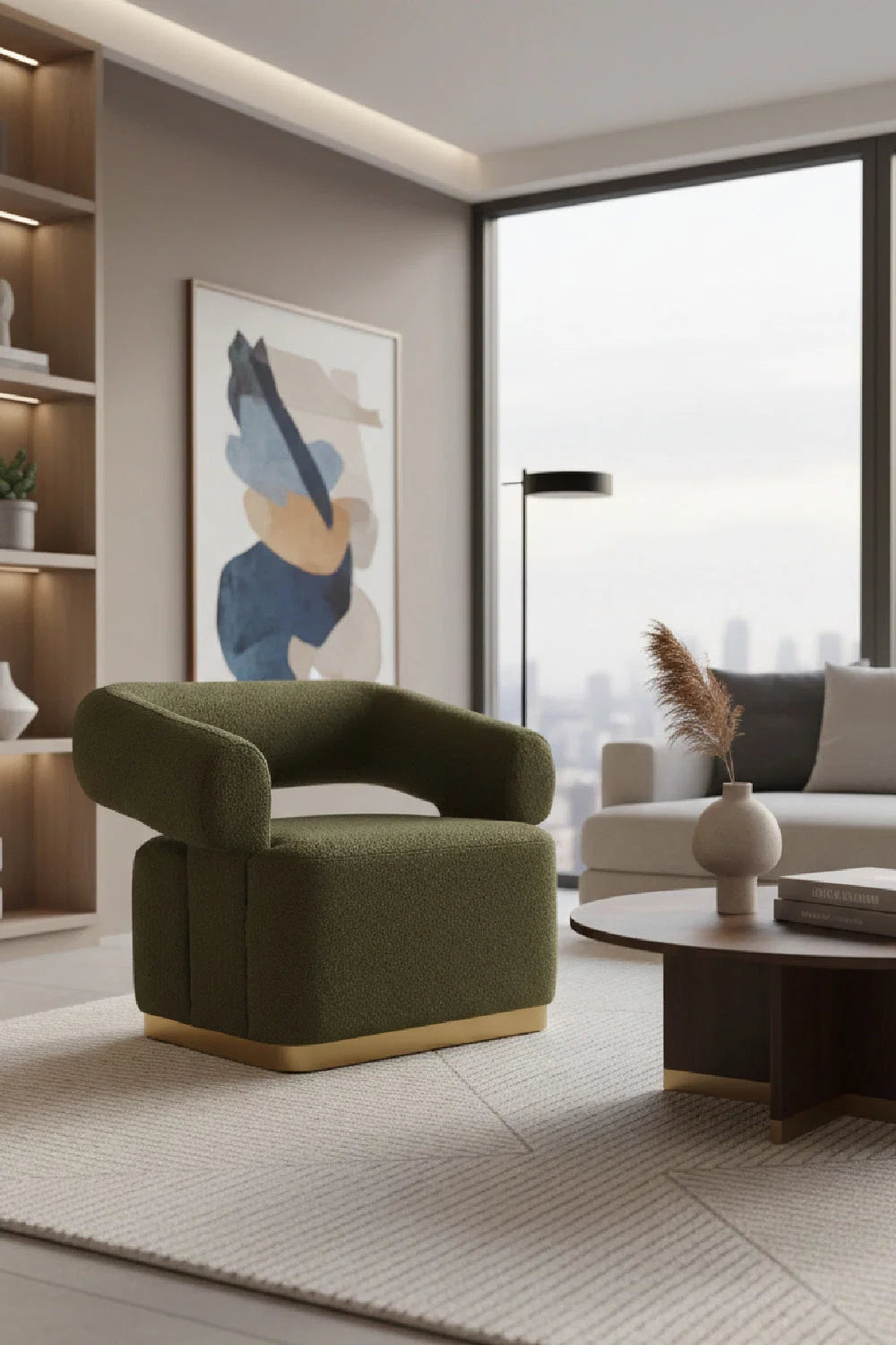 Luxury Green Swivel Lounge Chair European Style for Villa