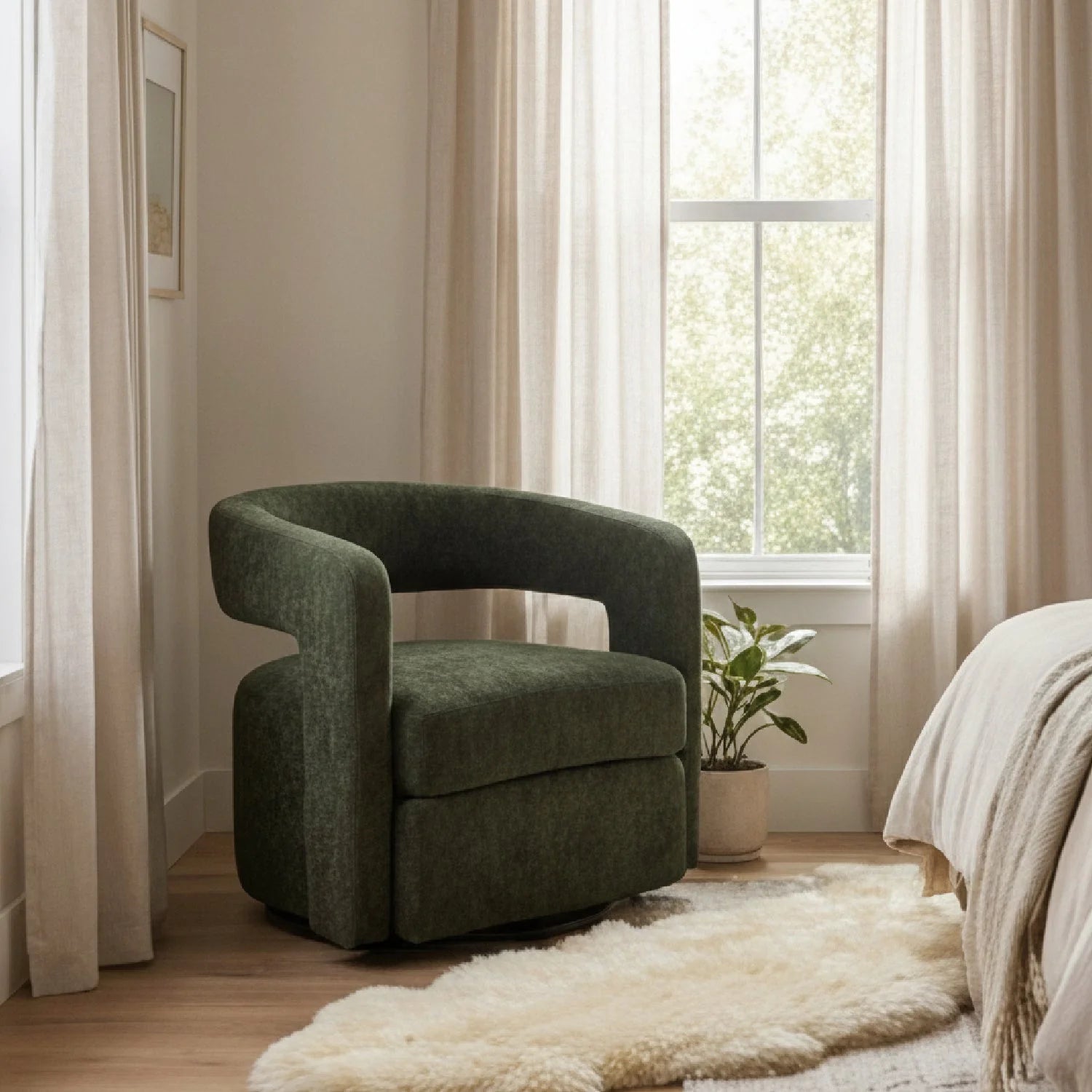 Luxury Green Swivel Lounge Chair European Style for Villa