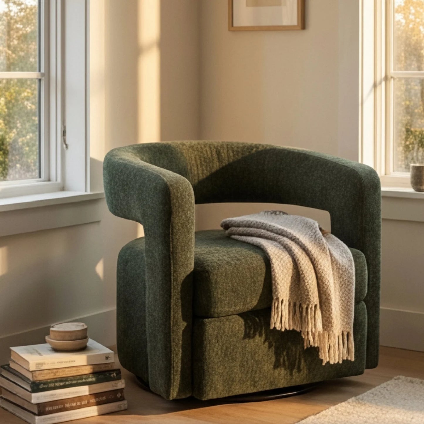 Luxury Green Swivel Lounge Chair European Style for Villa