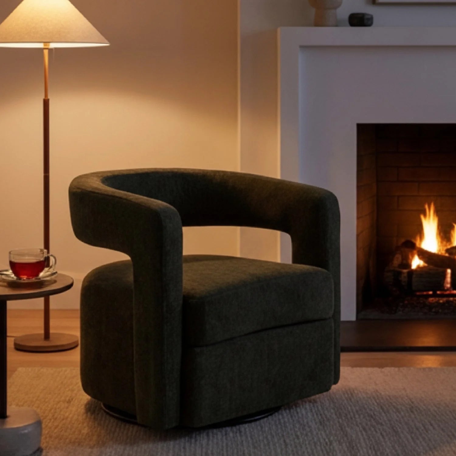 Luxury Green Swivel Lounge Chair European Style for Villa