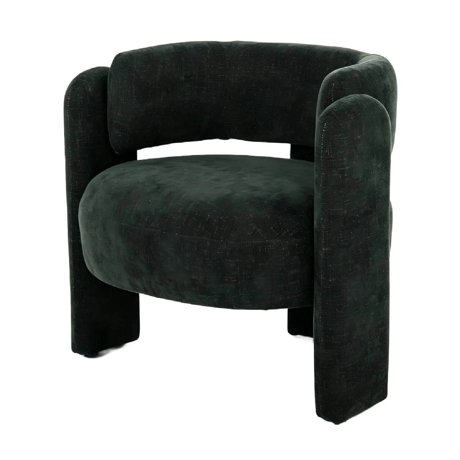 Luxury Green Textured Barrel Accent Chair European Style for Villa