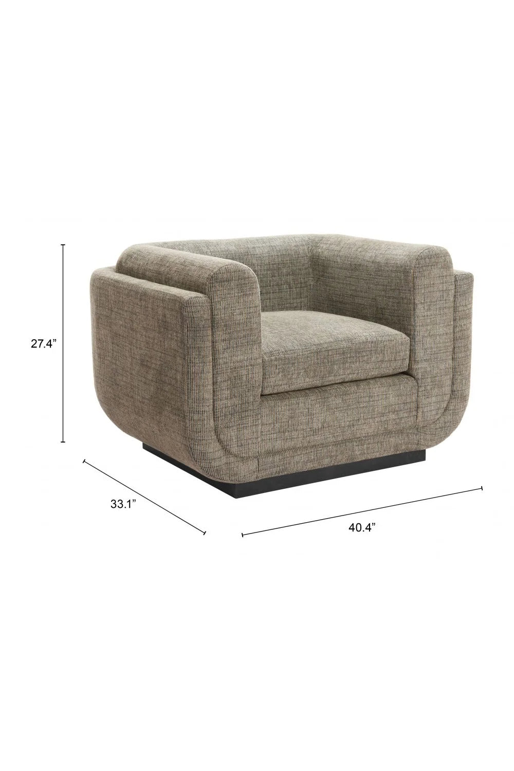 Luxury Green Tweed Fabric Accent Chair Modern Italian Style for Villa