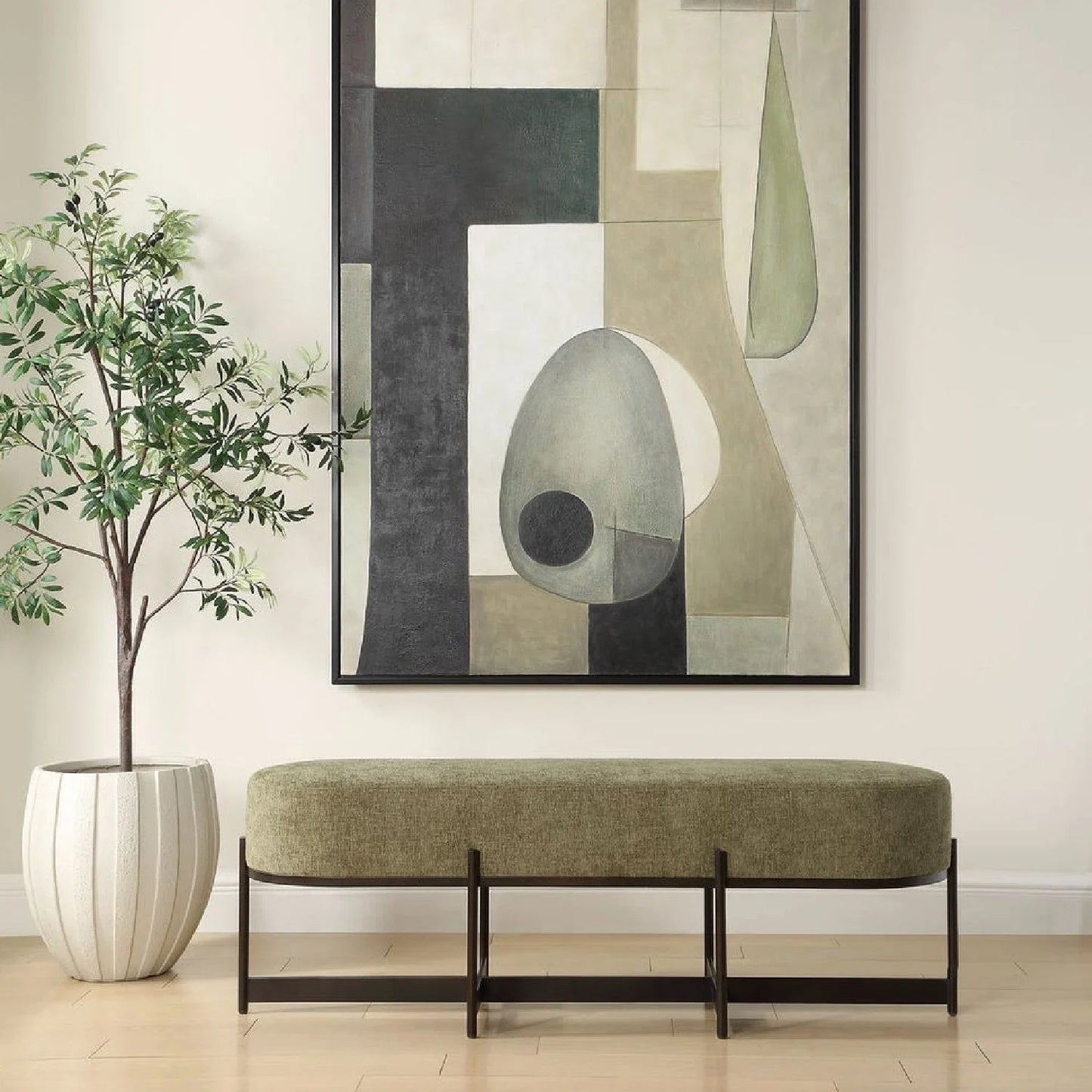 Luxury Green Upholstered Bench European Style for Villa