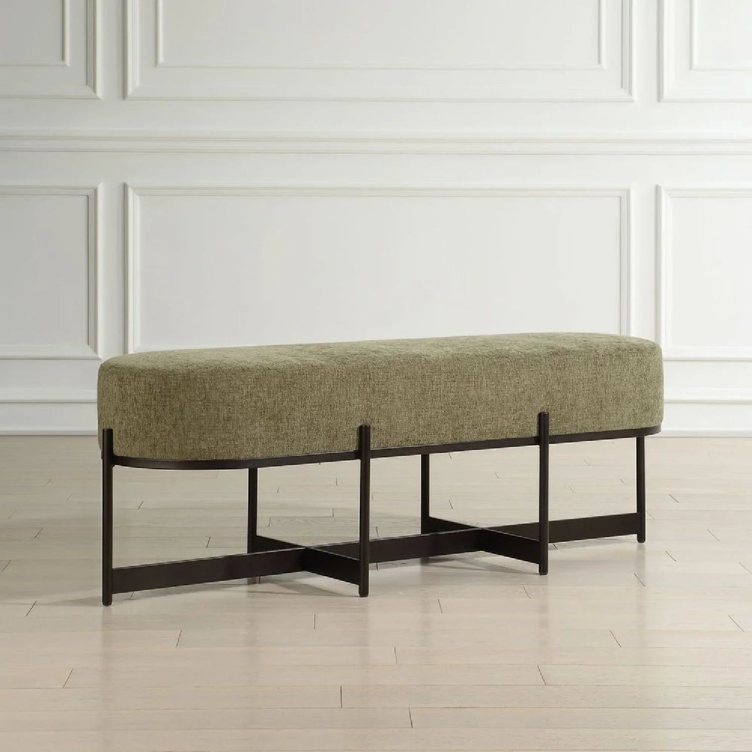 Luxury Green Upholstered Bench European Style for Villa