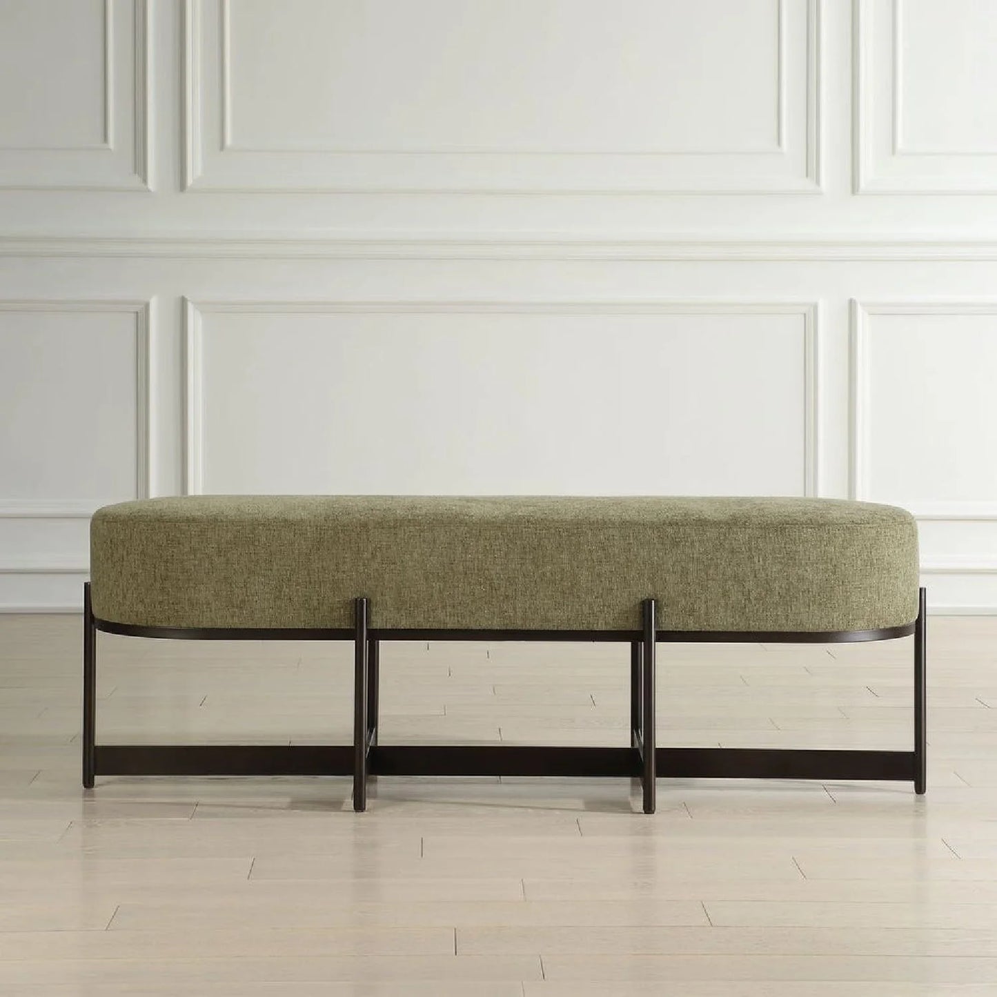 Luxury Green Upholstered Bench European Style for Villa