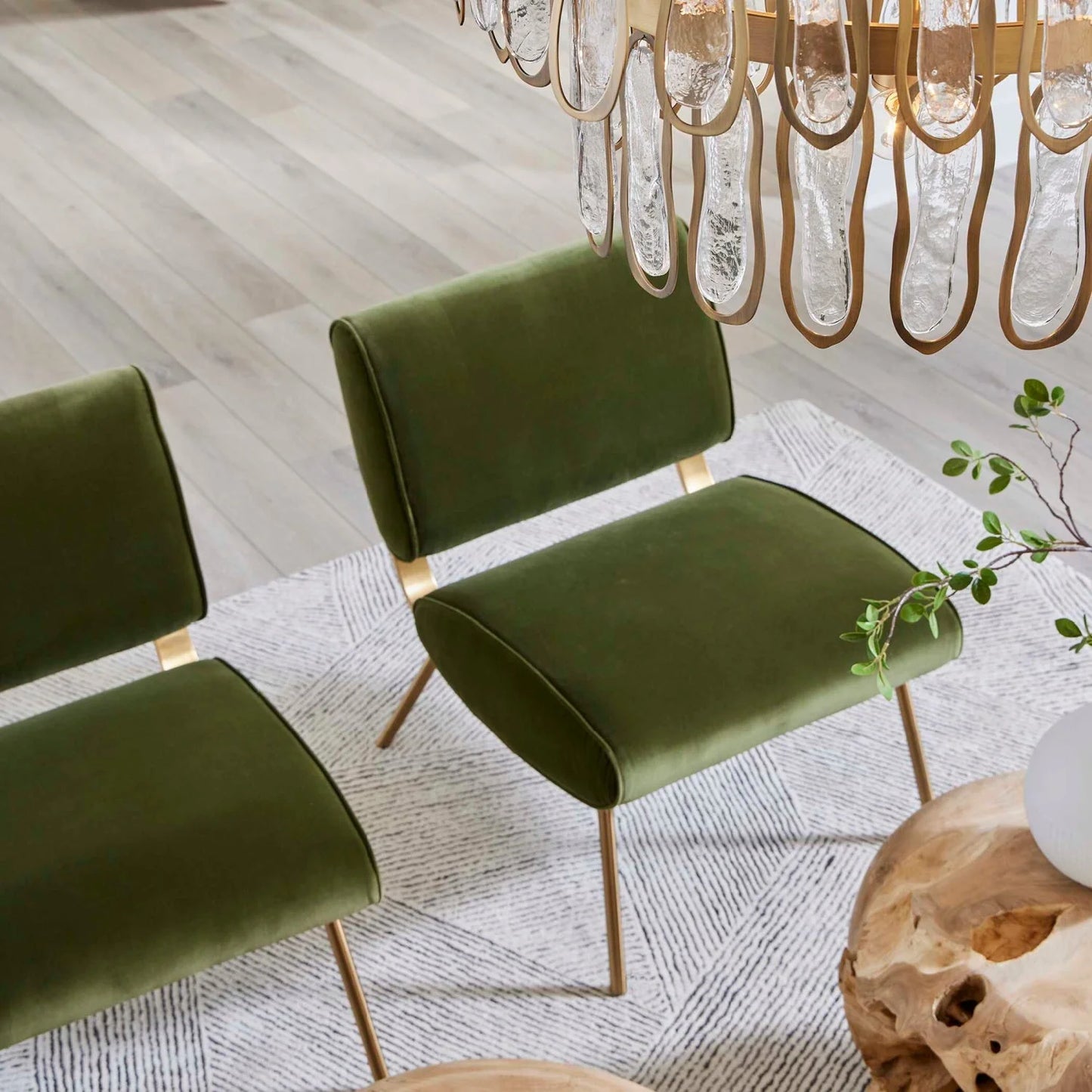 Luxury Green Velvet Accent Chair European Style for Villa