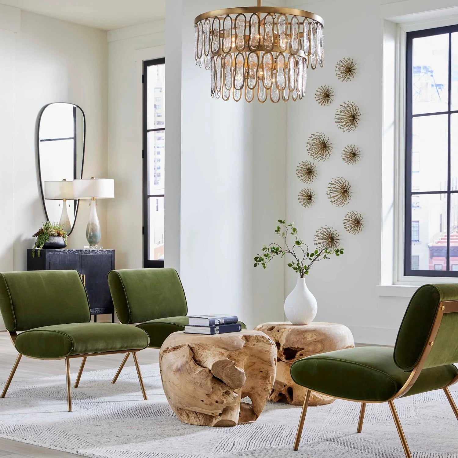 Luxury Green Velvet Accent Chair European Style for Villa