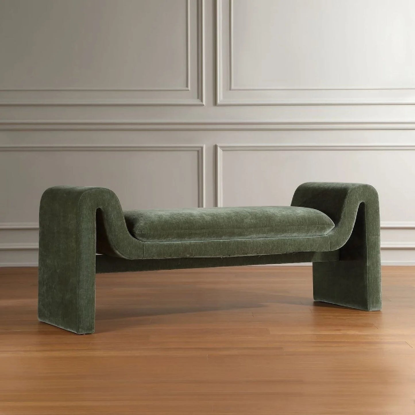 Luxury Green Velvet Bench European Style for Villa
