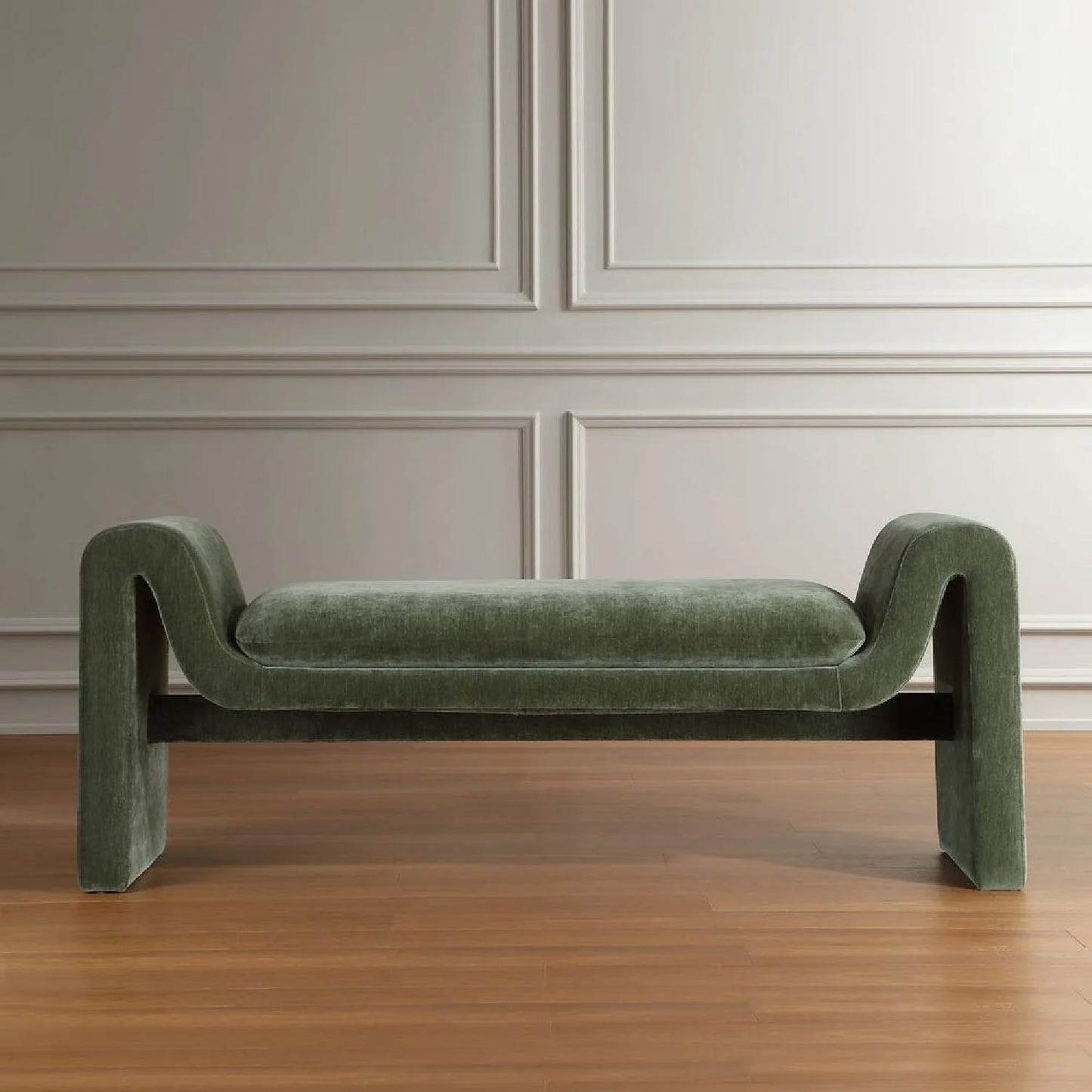 Luxury Green Velvet Bench European Style for Villa