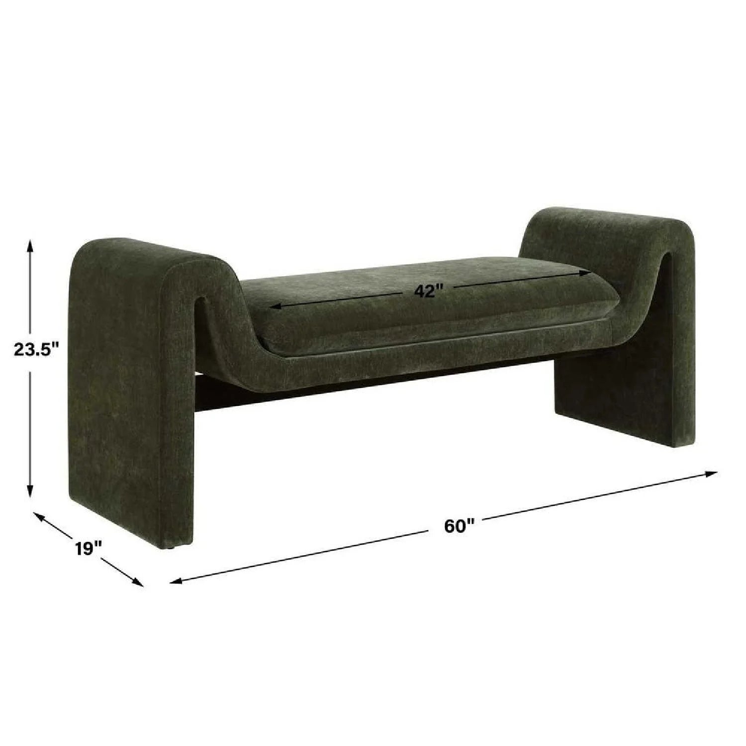 Luxury Green Velvet Bench European Style for Villa